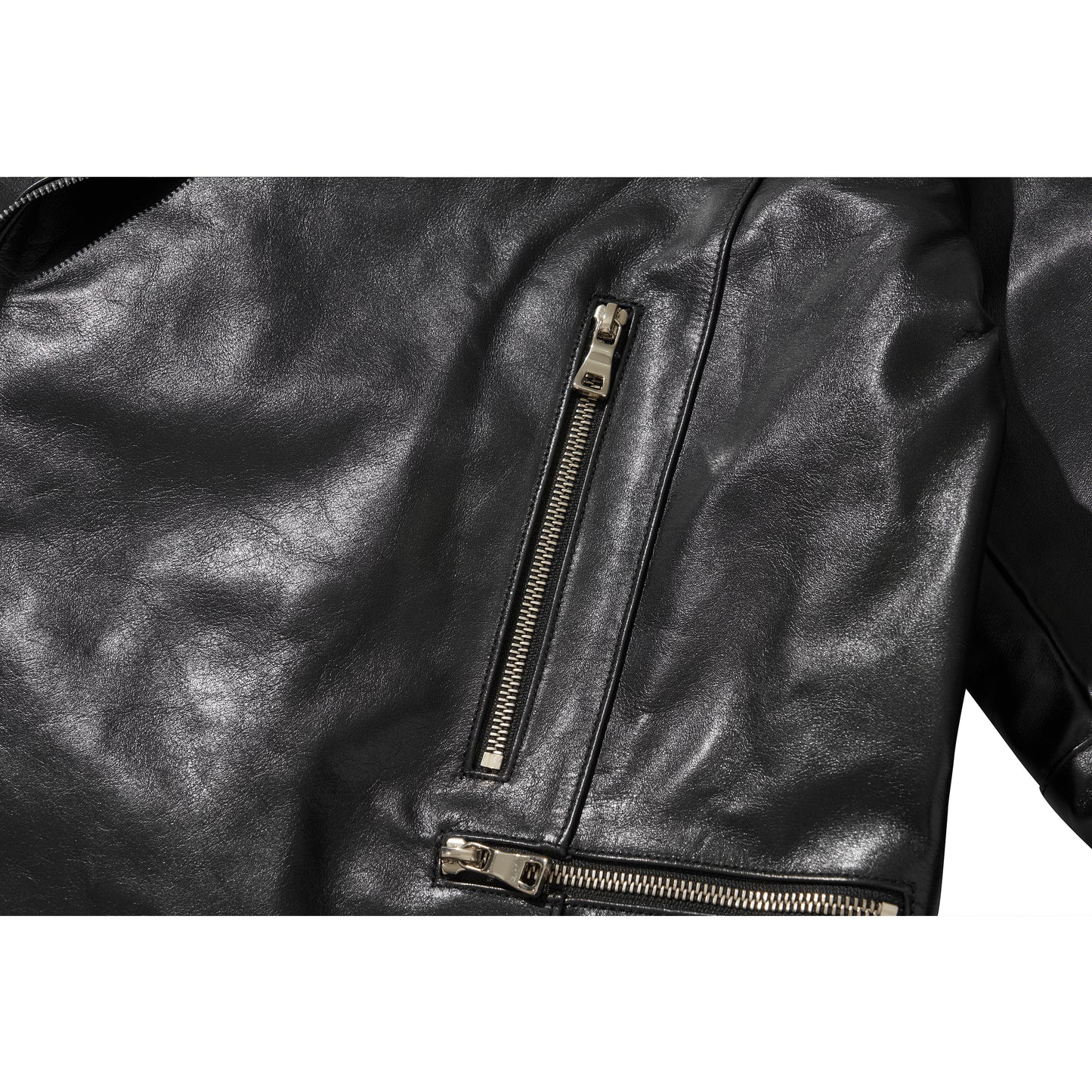 WIDE LEATHER RIDER JACKET / BLACK