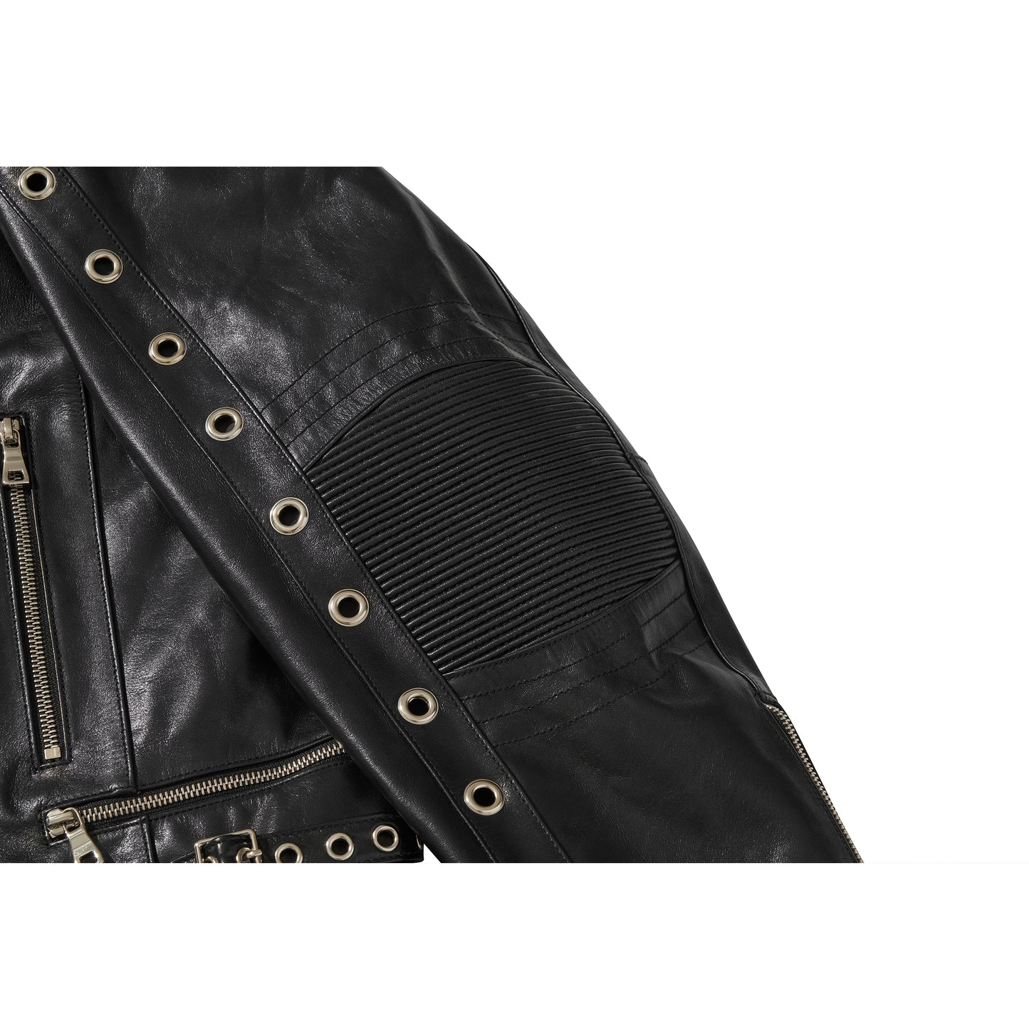 WIDE LEATHER RIDER JACKET / BLACK