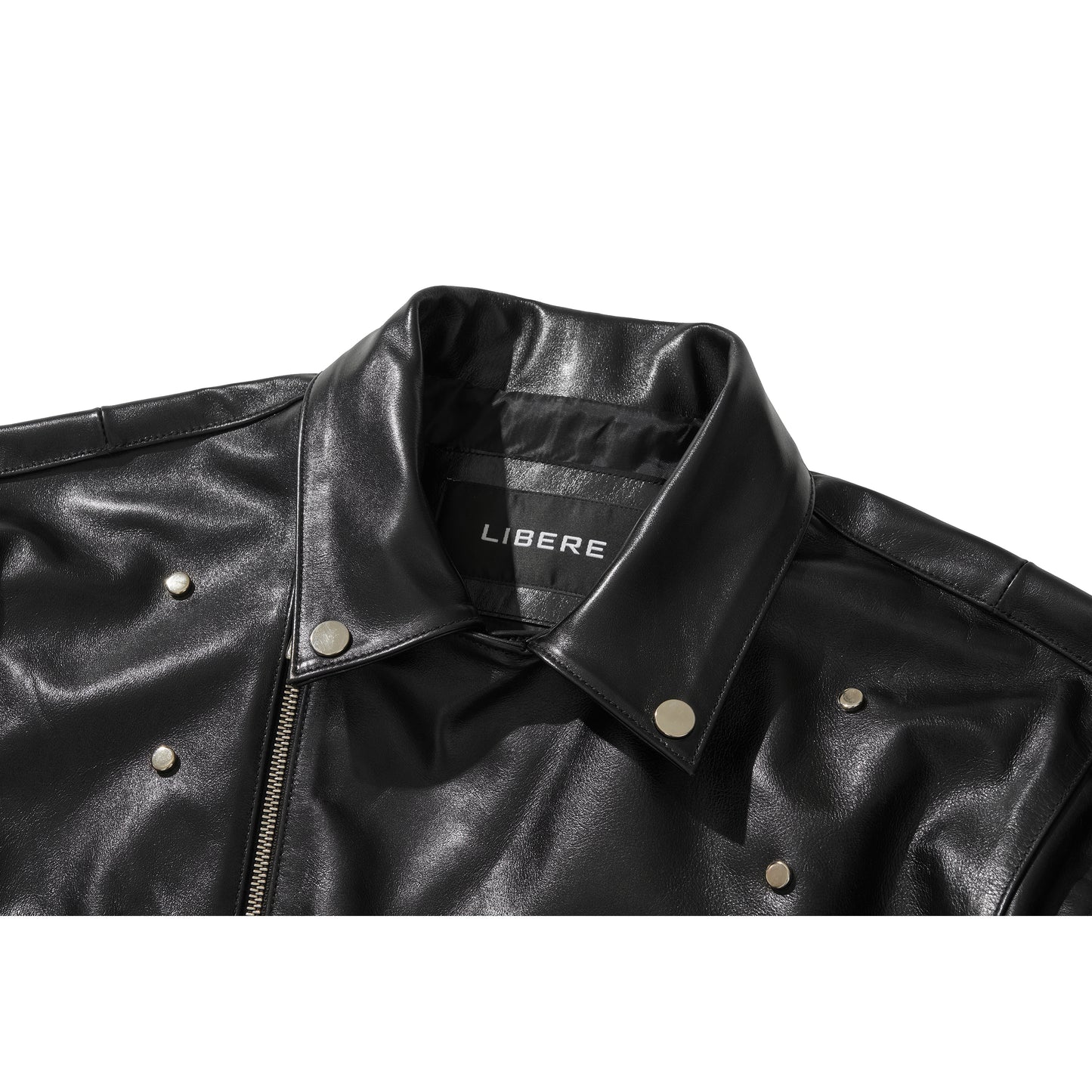 WIDE LEATHER RIDER JACKET / BLACK