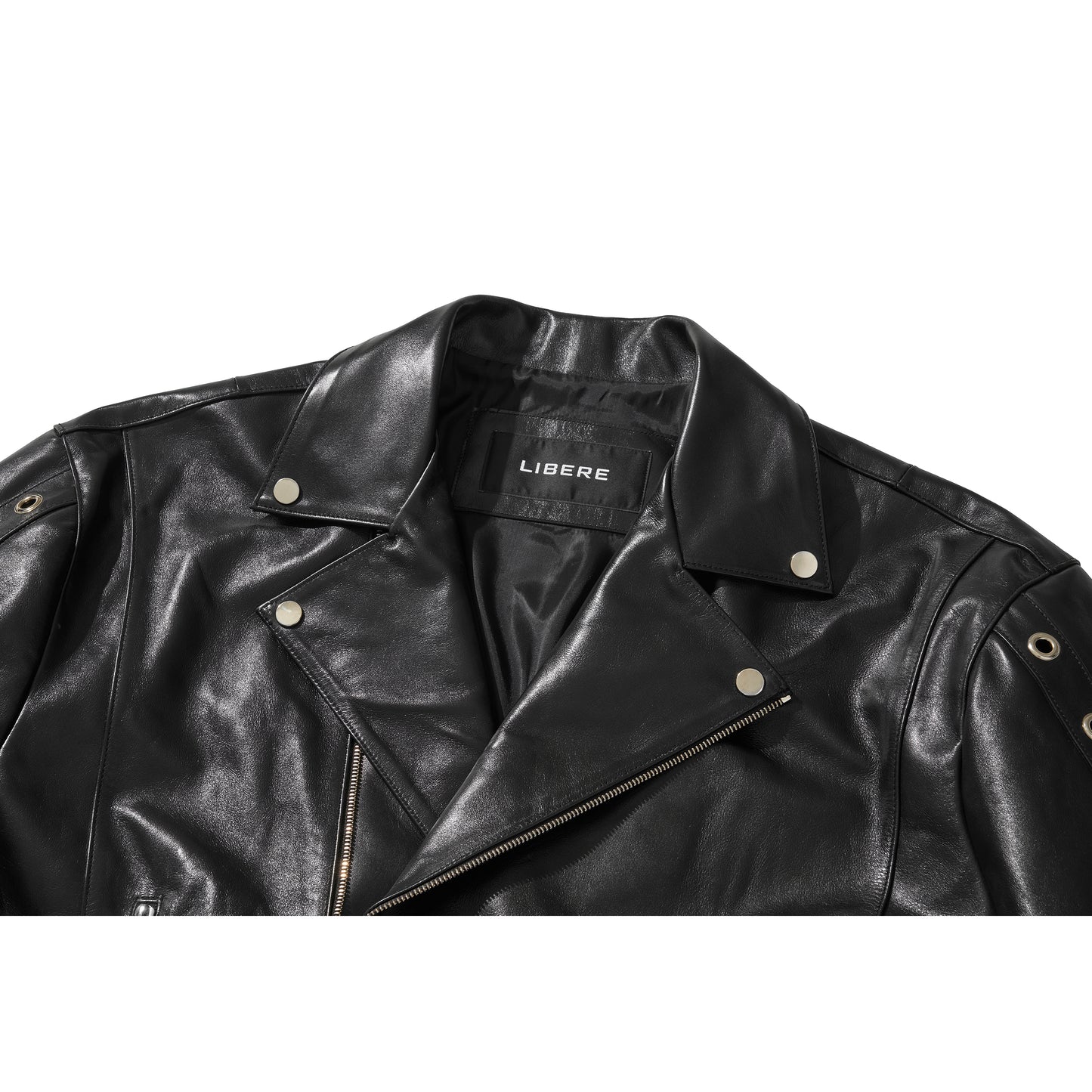 WIDE LEATHER RIDER JACKET / BLACK
