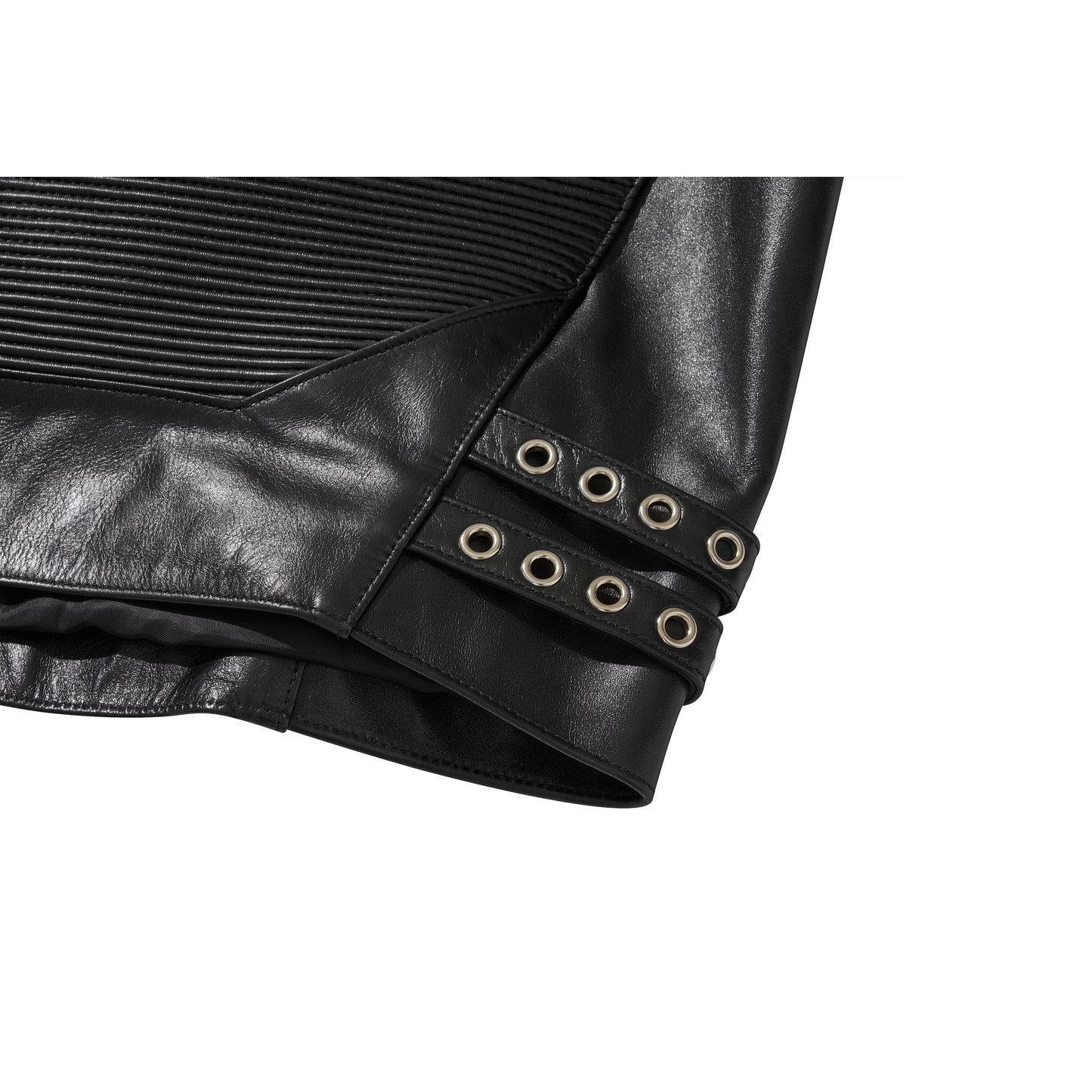 WIDE LEATHER RIDER JACKET / BLACK