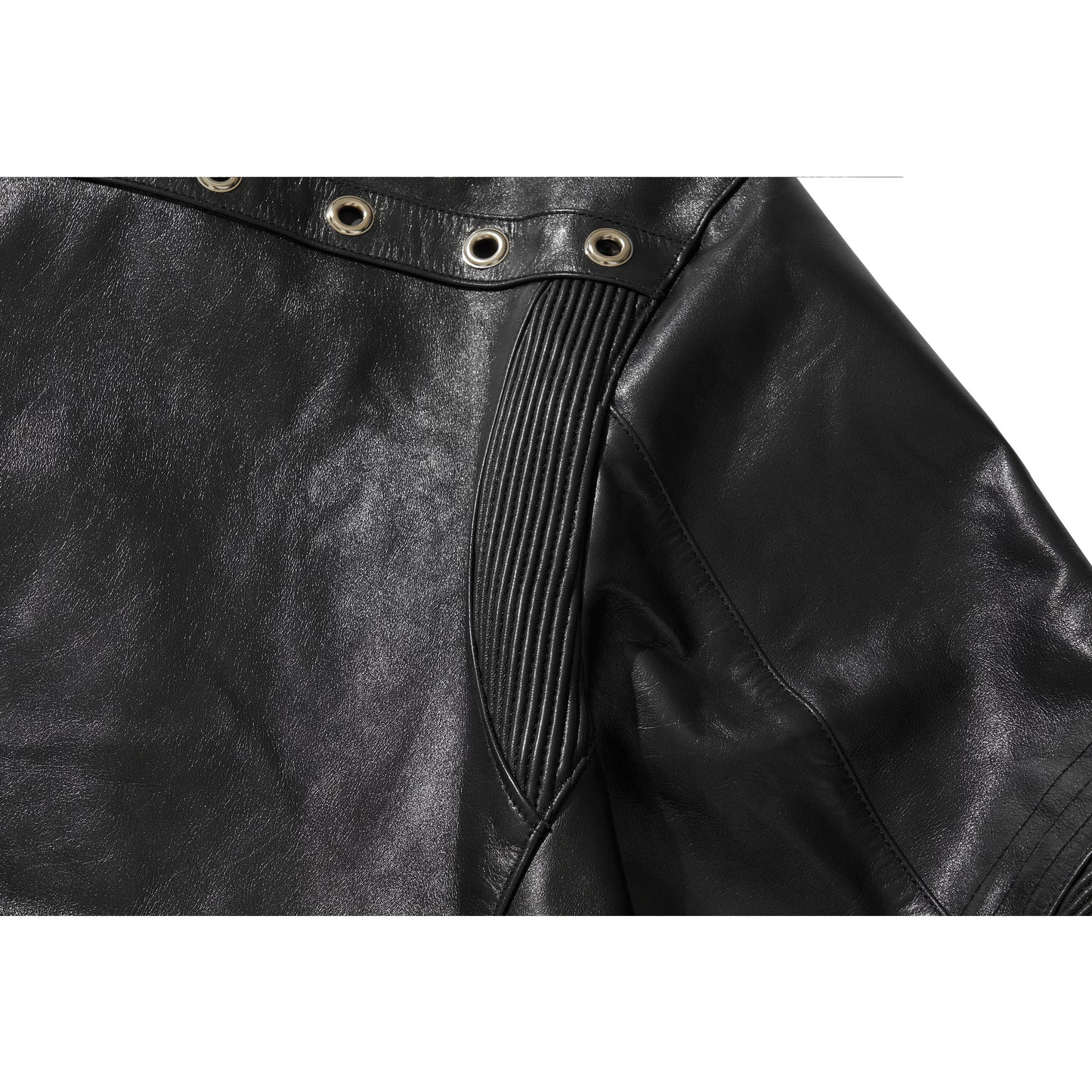 WIDE LEATHER RIDER JACKET / BLACK