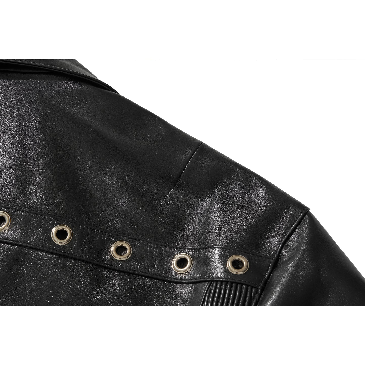 WIDE LEATHER RIDER JACKET / BLACK