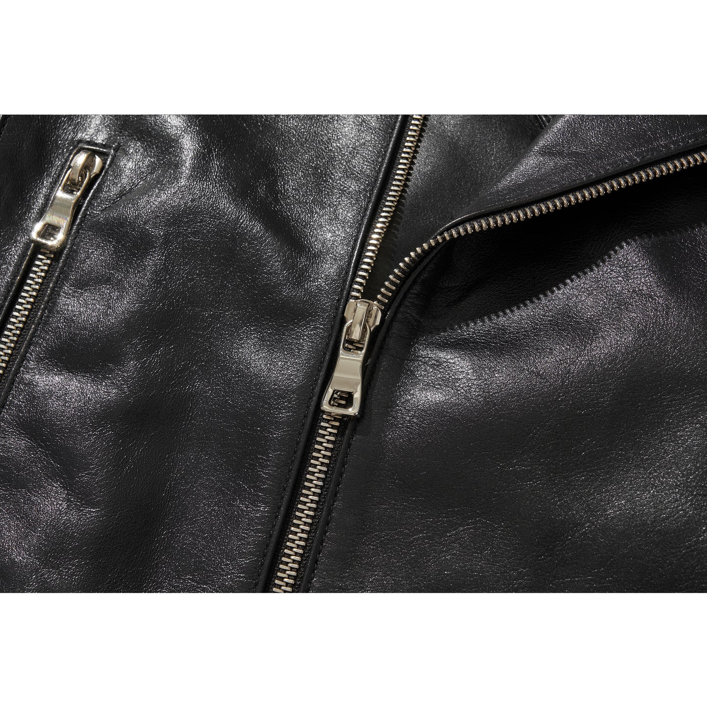 WIDE LEATHER RIDER JACKET / BLACK