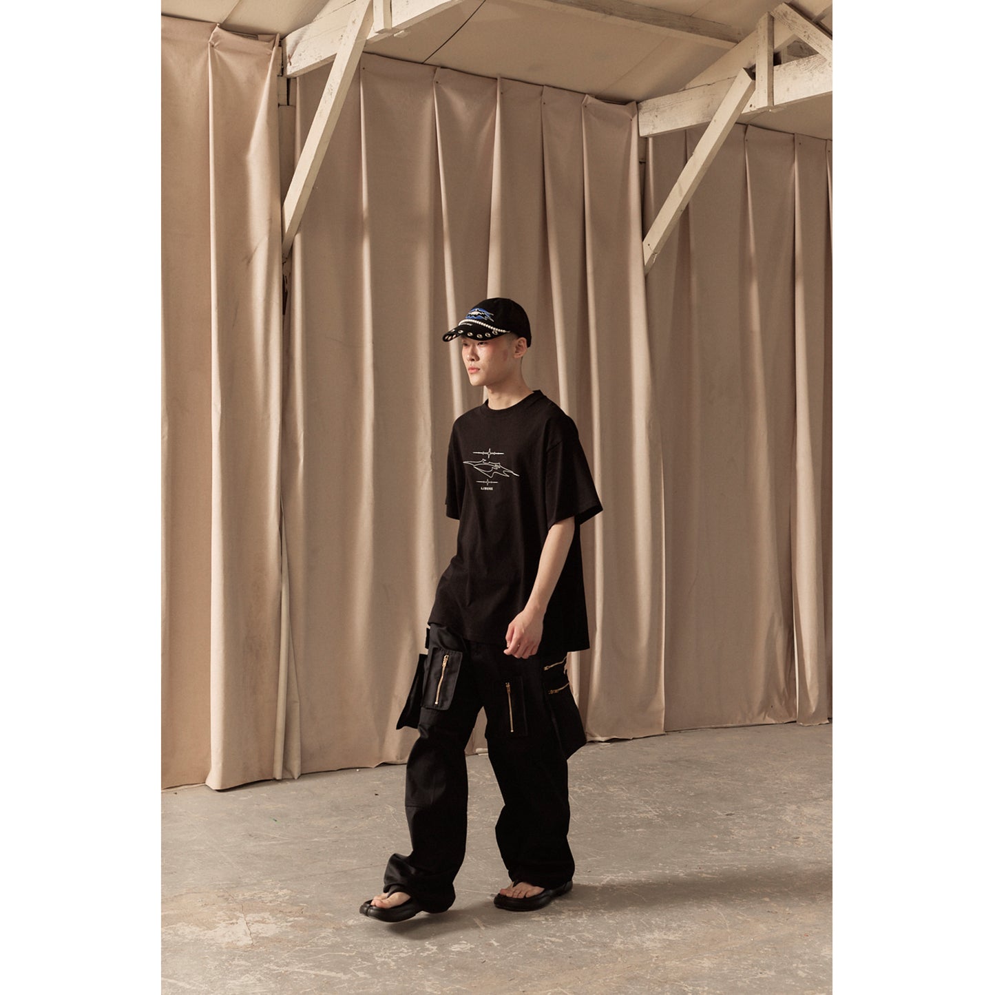 MULTI ZIP POCKET PANTS / BLACK
