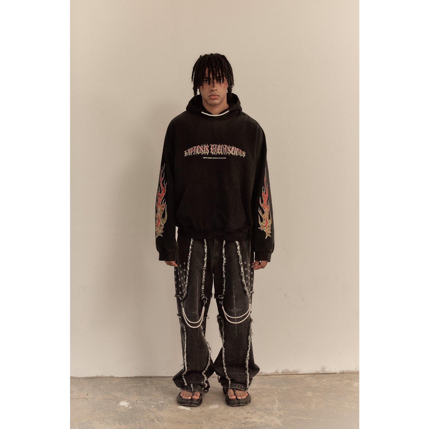 FLAME BEADS HOODIE / BLACK