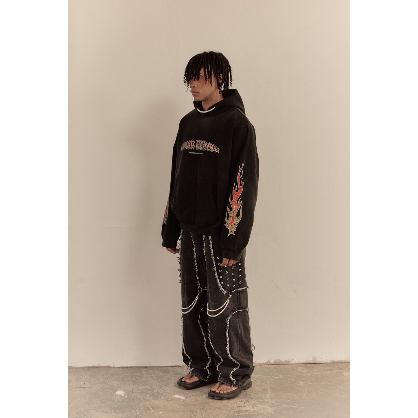 FLAME BEADS HOODIE / BLACK