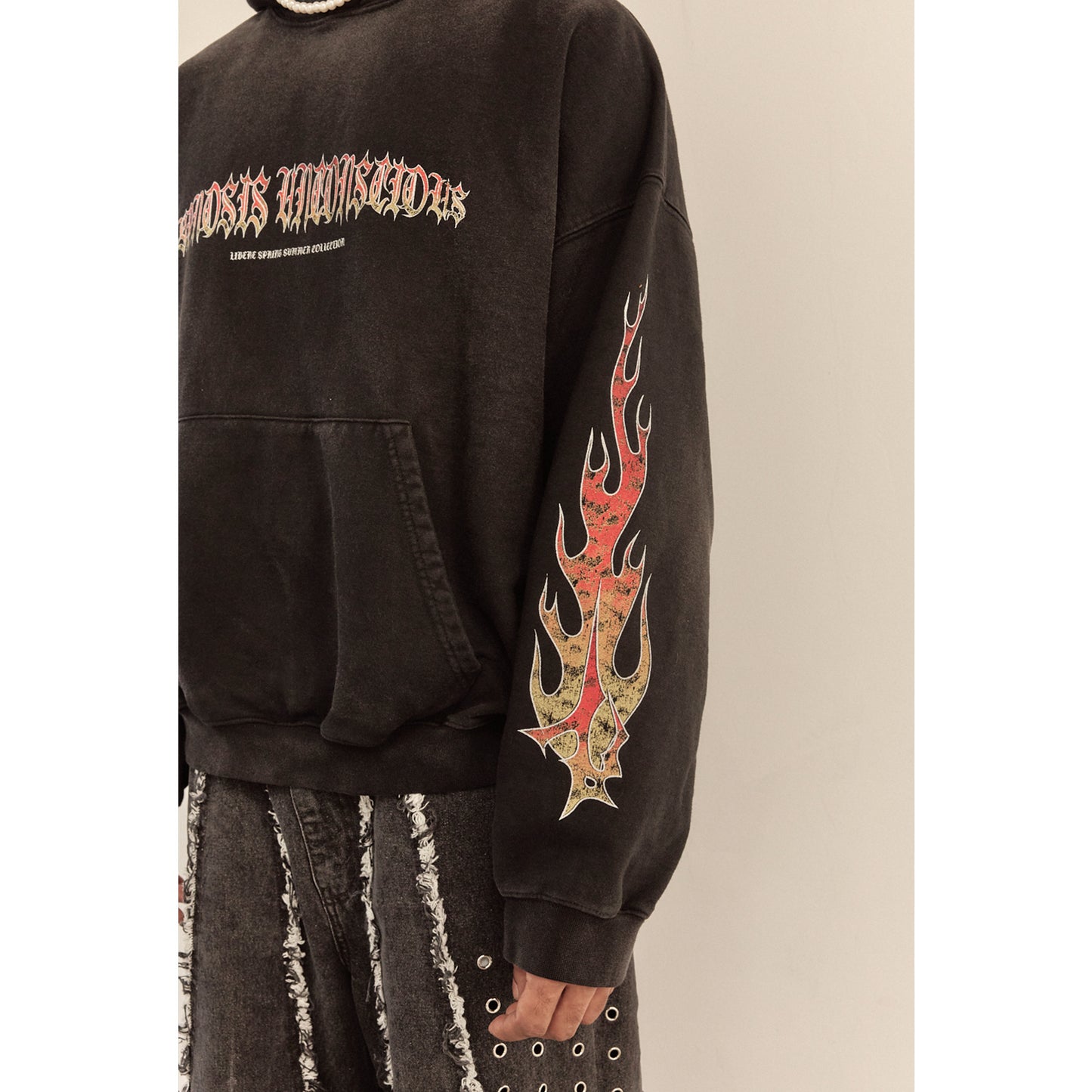 FLAME BEADS HOODIE / BLACK