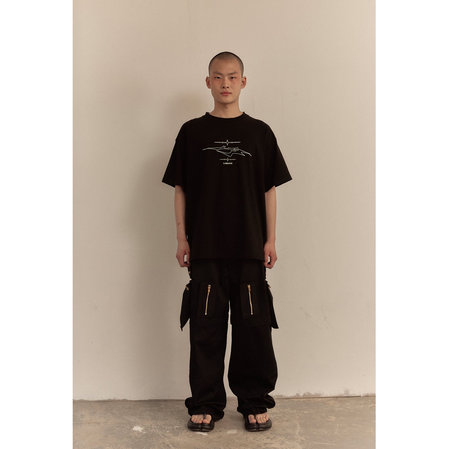 MULTI ZIP POCKET PANTS / BLACK