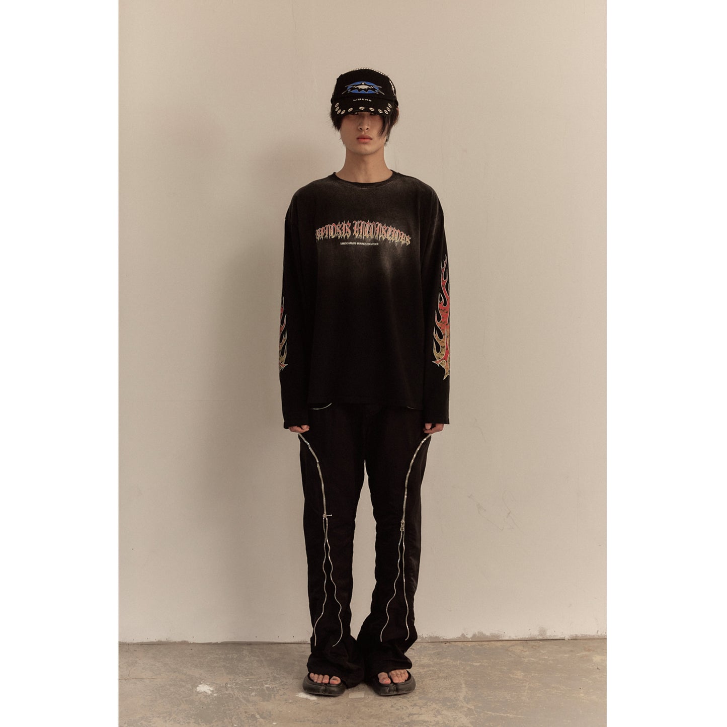 FLAME LONG SLEEVE TEE / BLACK
