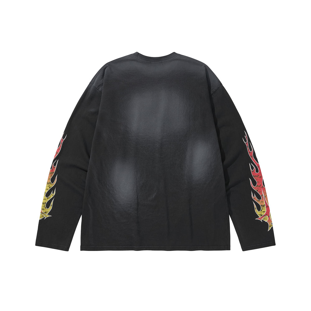 FLAME LONG SLEEVE TEE / BLACK