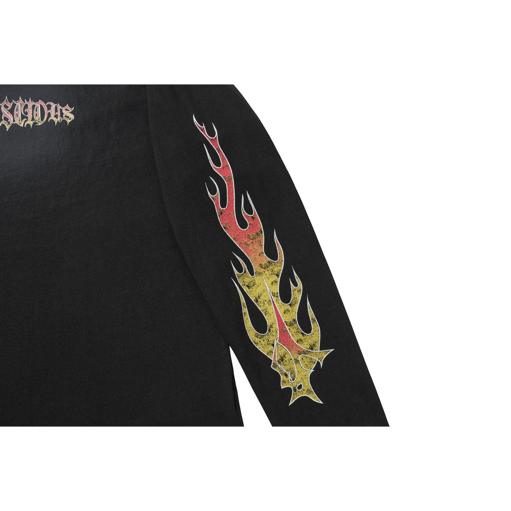 FLAME LONG SLEEVE TEE / BLACK
