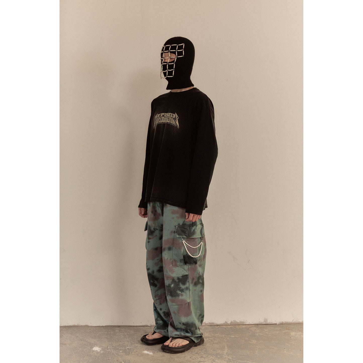 WASHED LONG SLEEVE TEE / BLACK