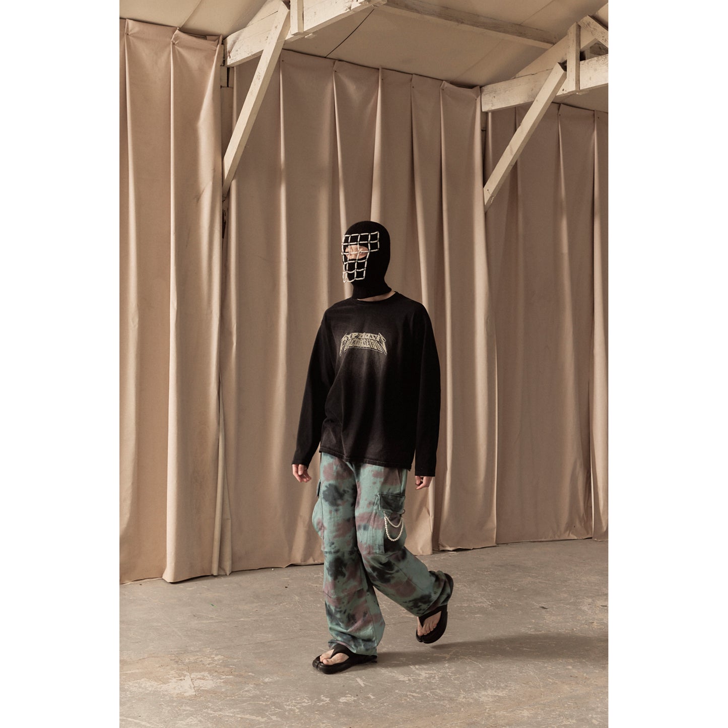 WASHED LONG SLEEVE TEE / BLACK
