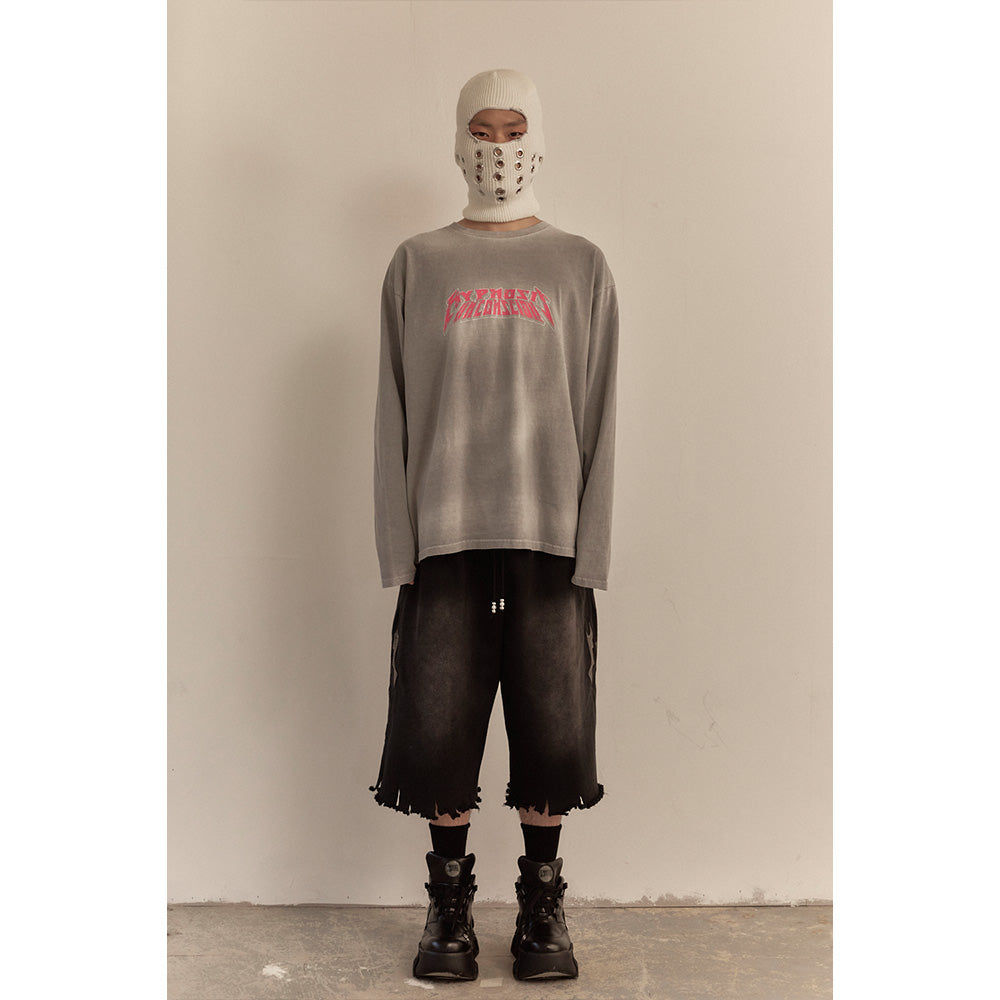WASHED LONG SLEEVE TEE / GRAY