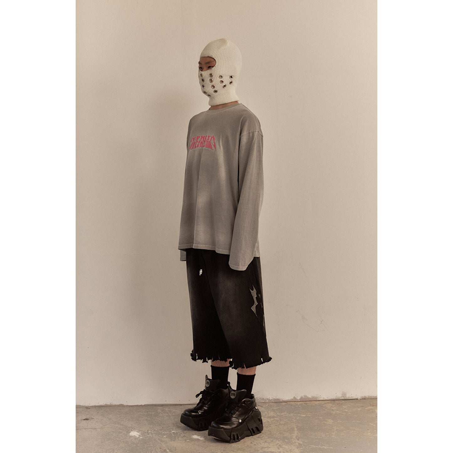 WASHED LONG SLEEVE TEE / GRAY