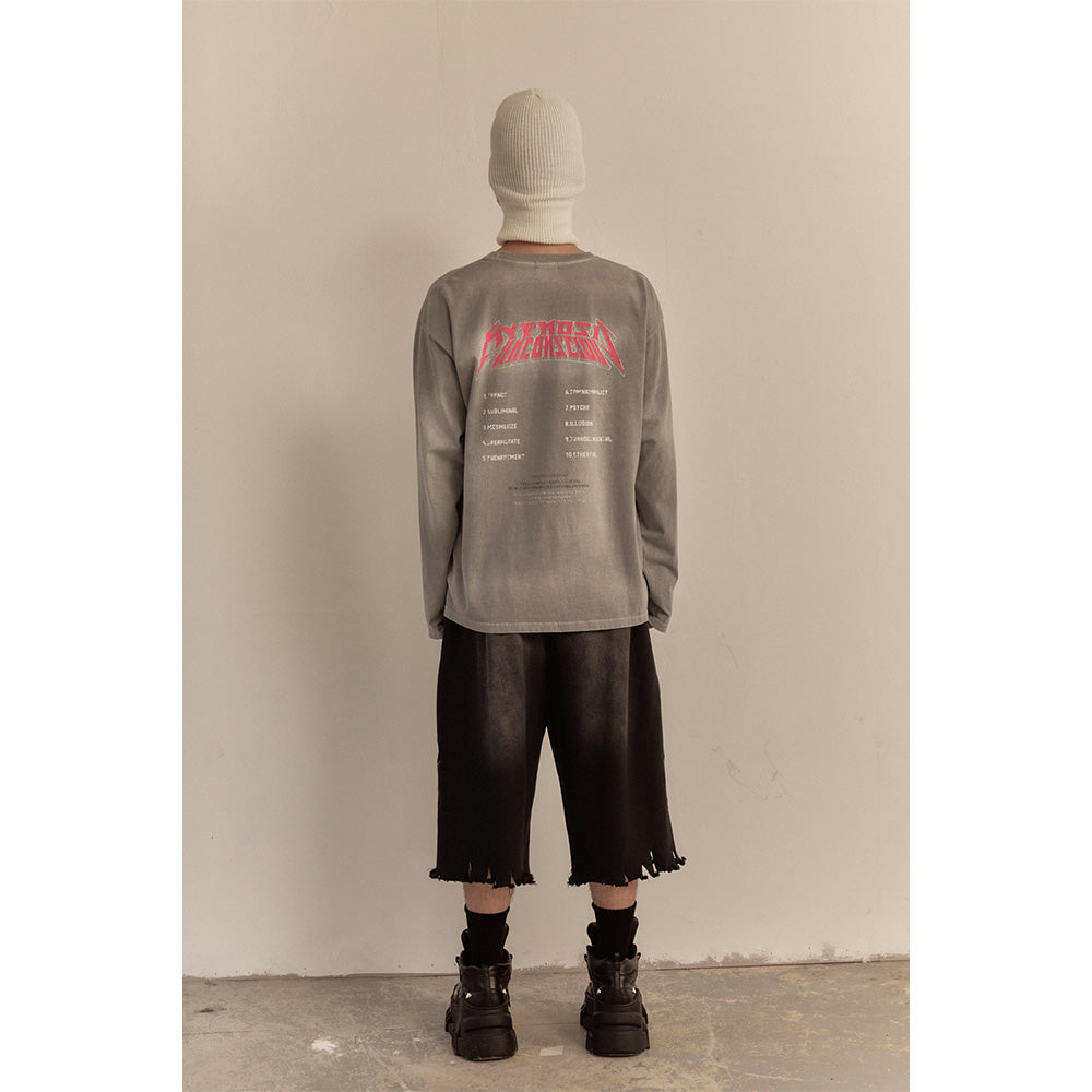 WASHED LONG SLEEVE TEE / GRAY