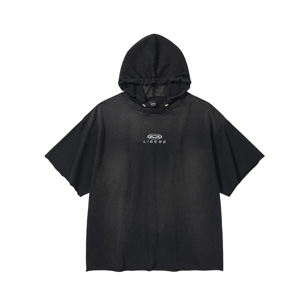 MESH HOOD T-SHIRT / BLACK