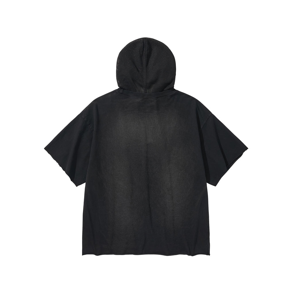 MESH HOOD T-SHIRT / BLACK