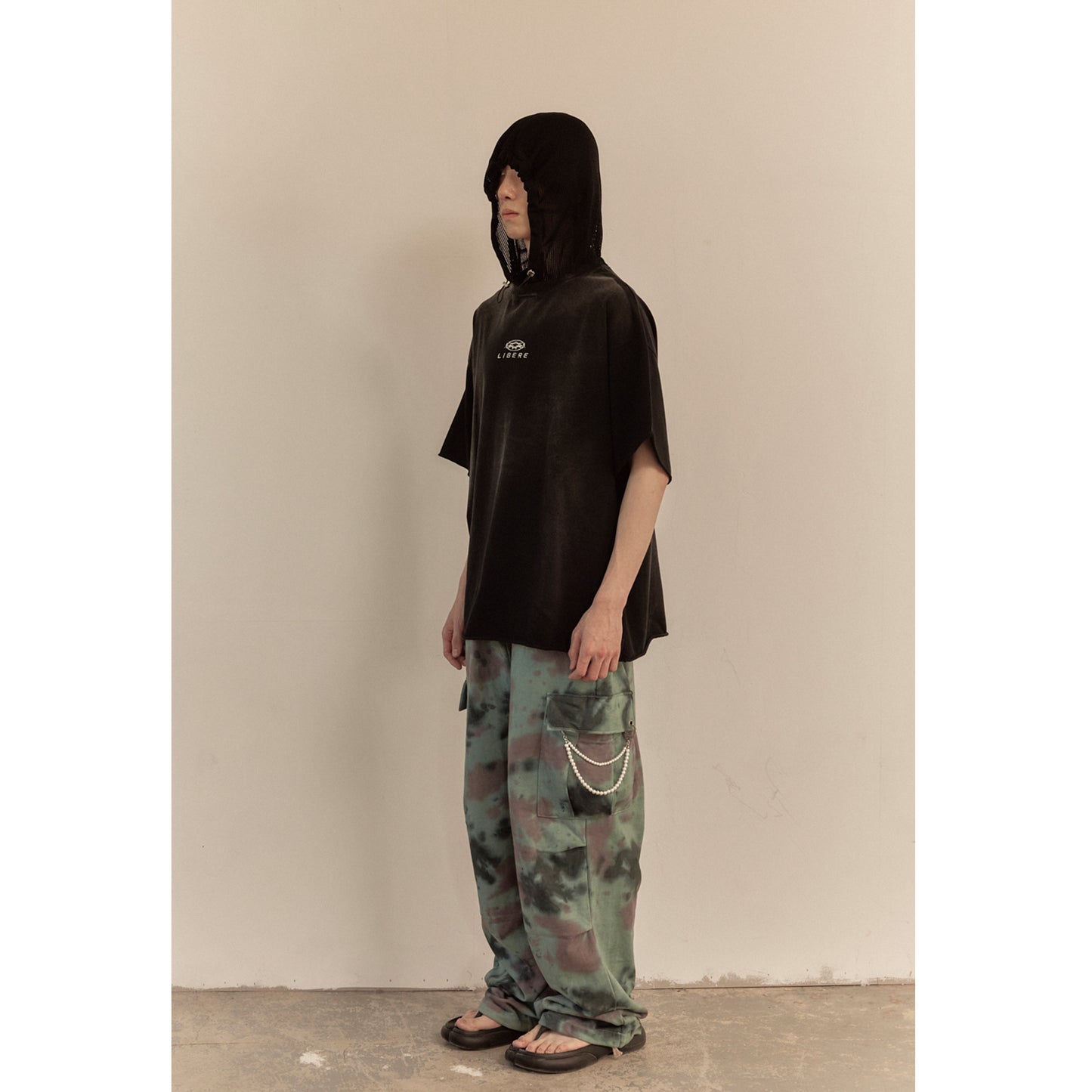 MESH HOOD T-SHIRT / BLACK