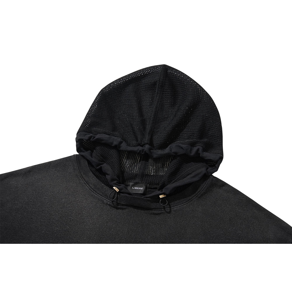 MESH HOOD T-SHIRT / BLACK