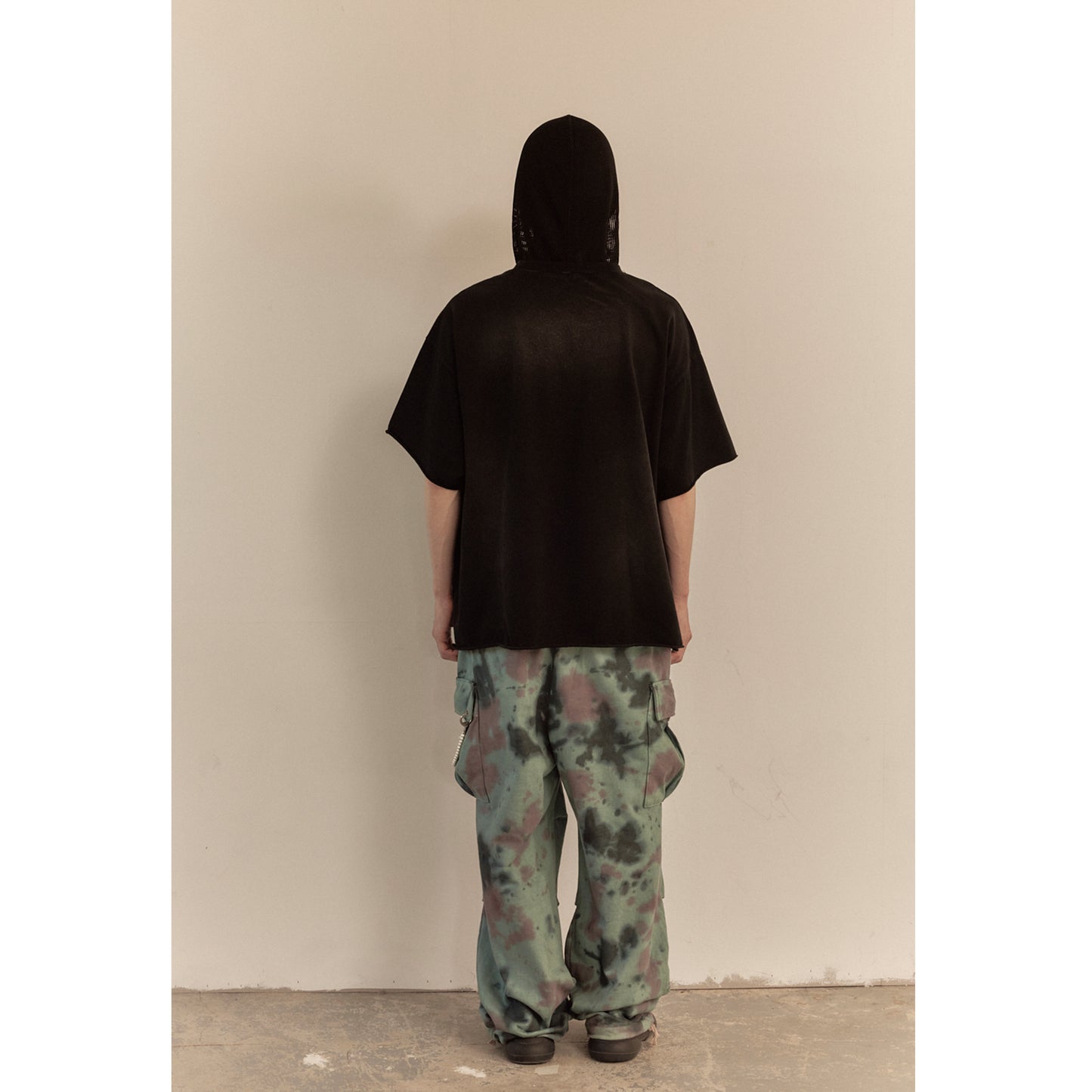 MESH HOOD T-SHIRT / BLACK