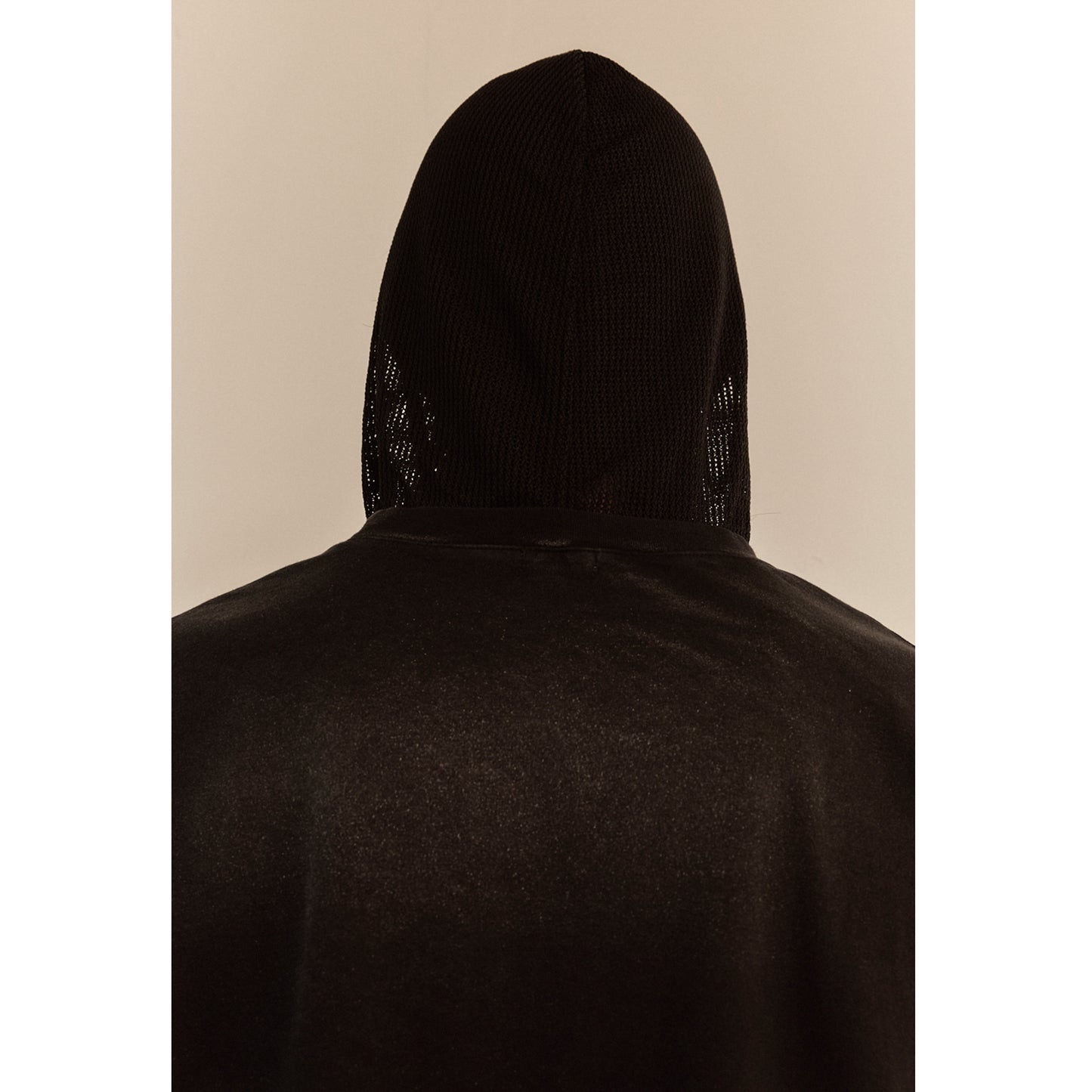 MESH HOOD T-SHIRT / BLACK
