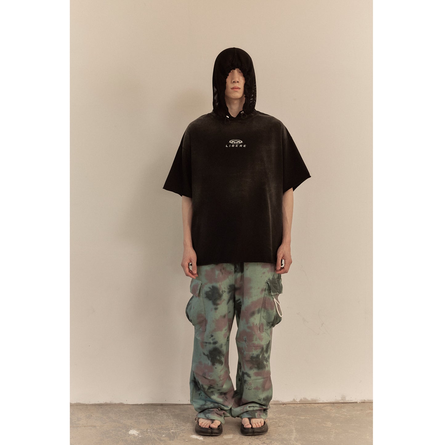 MESH HOOD T-SHIRT / BLACK