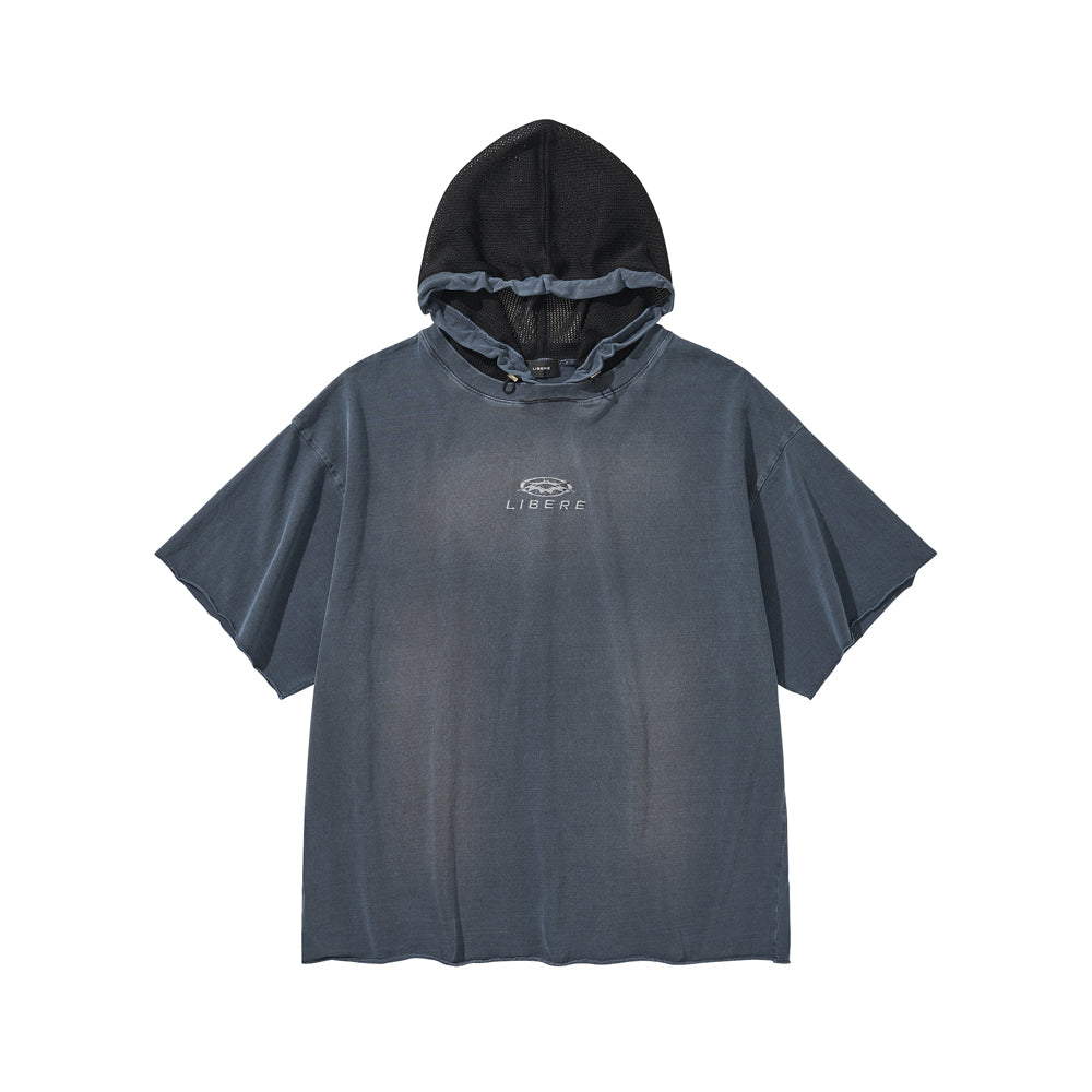 MESH HOOD T-SHIRT / NAVY