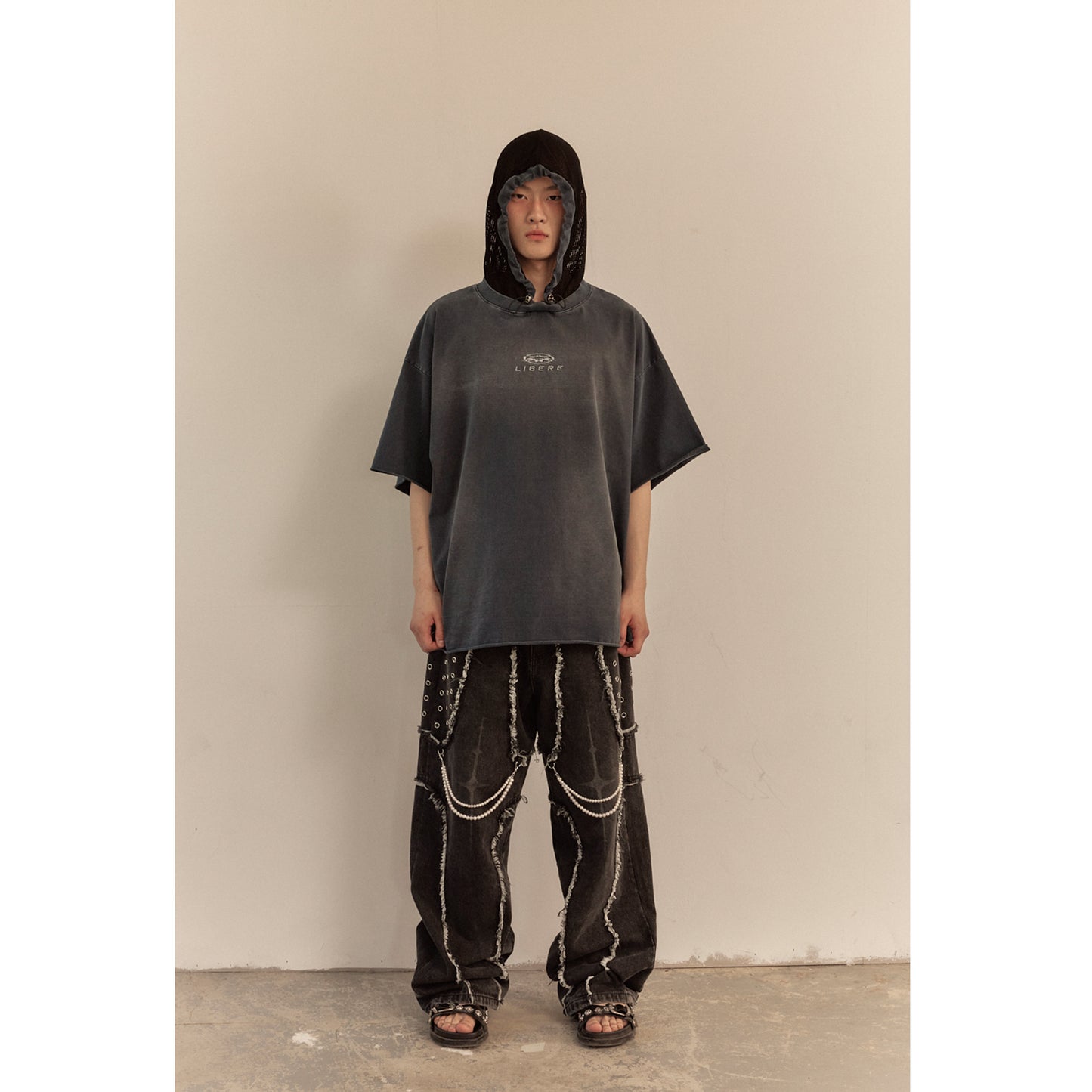 MESH HOOD T-SHIRT / NAVY