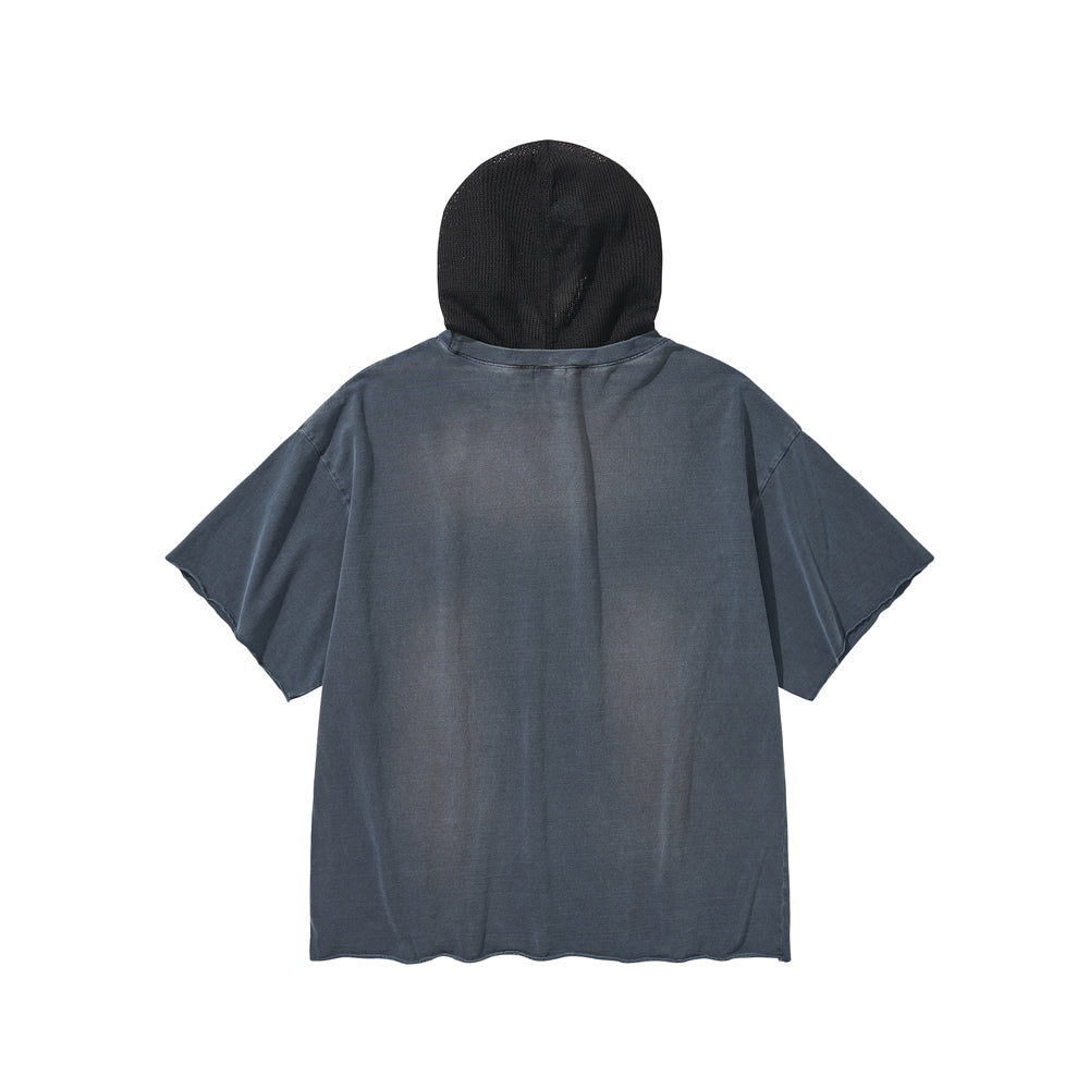 MESH HOOD T-SHIRT / NAVY