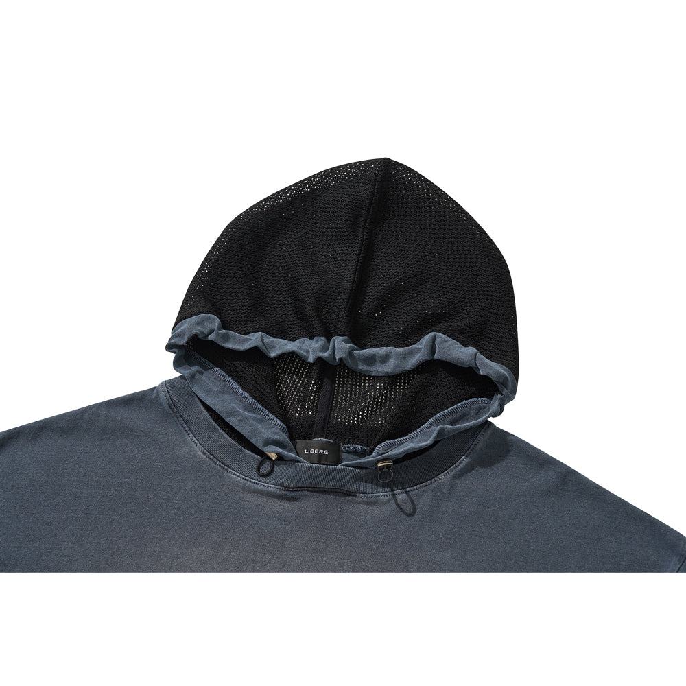 MESH HOOD T-SHIRT / NAVY