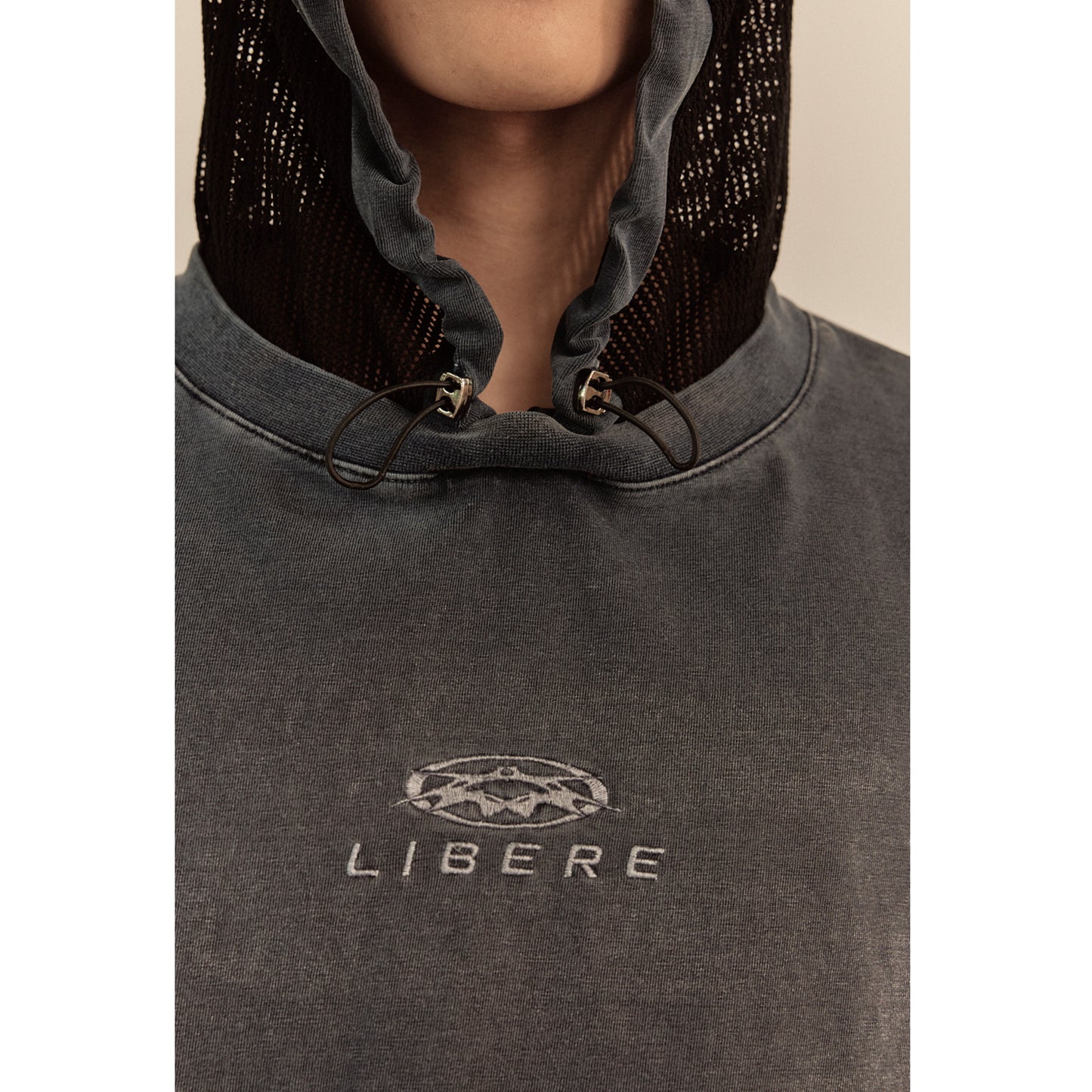 MESH HOOD T-SHIRT / NAVY