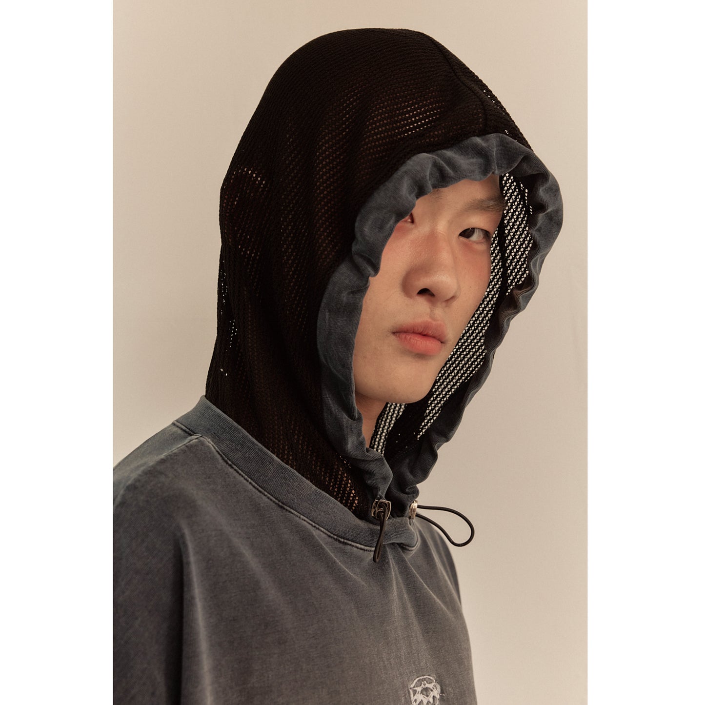 MESH HOOD T-SHIRT / NAVY