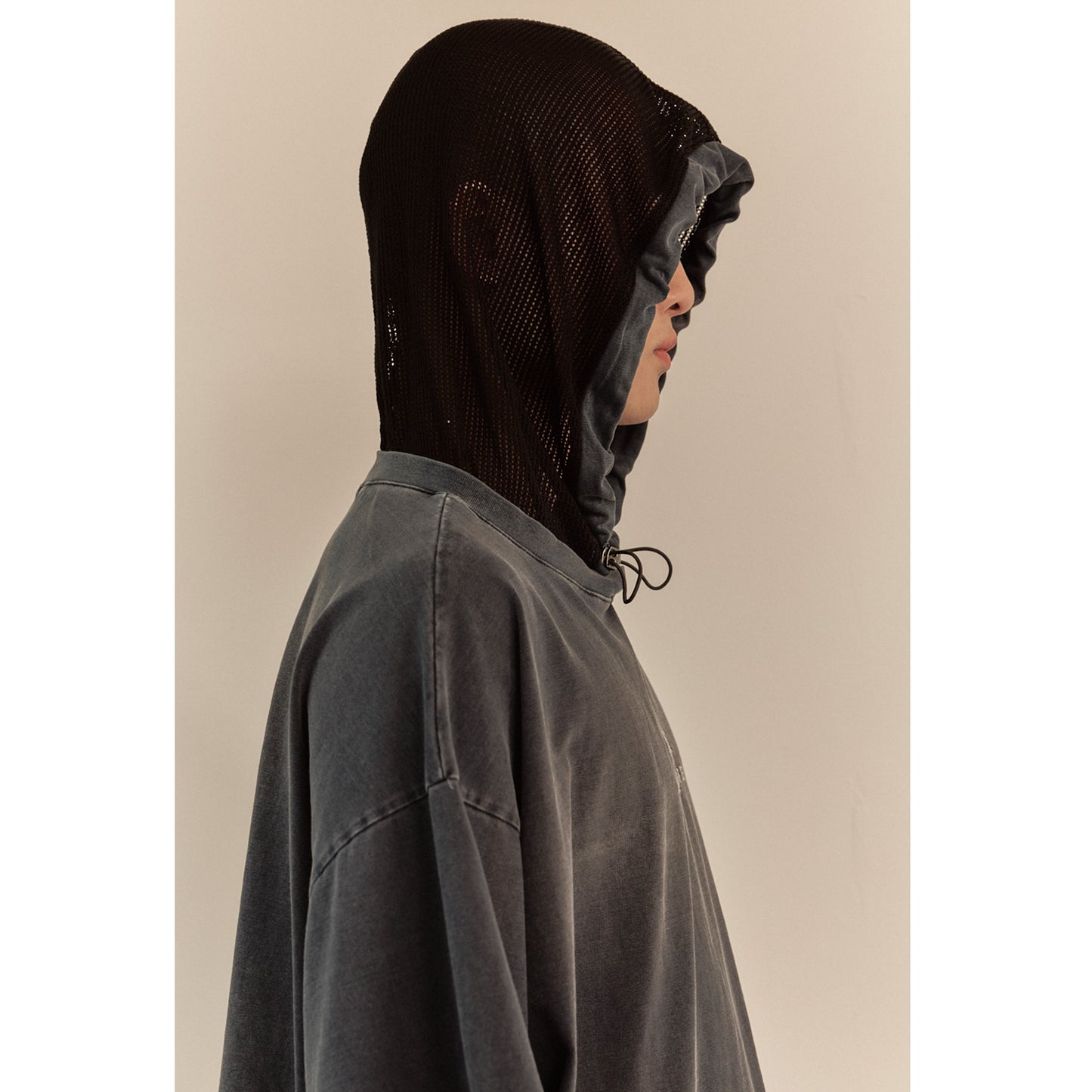 MESH HOOD T-SHIRT / NAVY