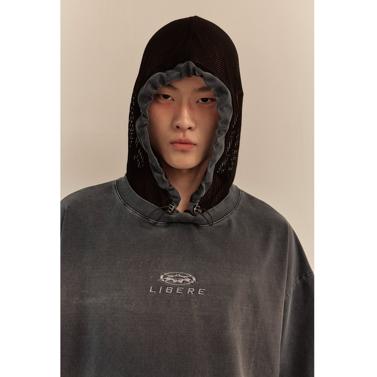 MESH HOOD T-SHIRT / NAVY