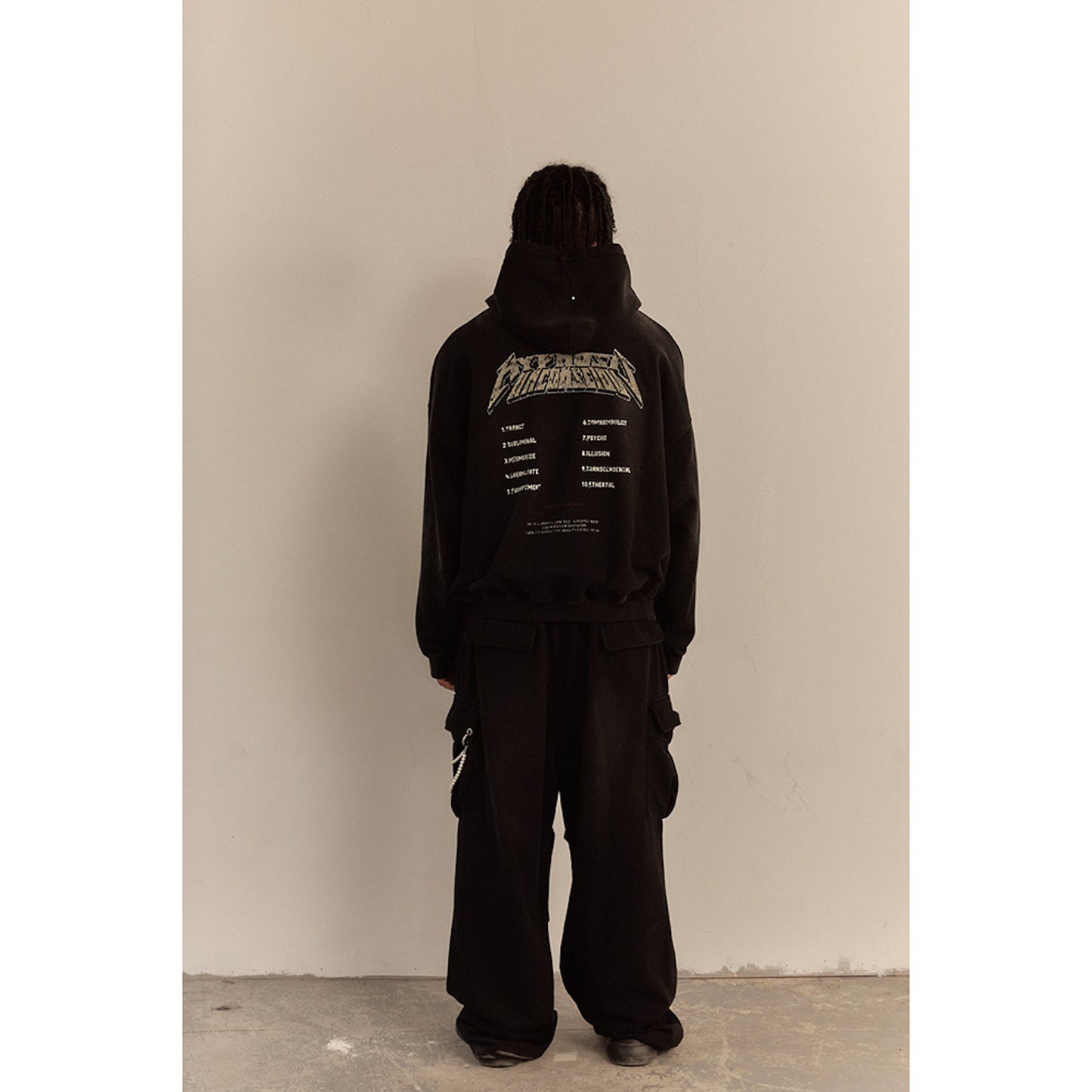 WASHED SWEAT CARGO PANTS / BLACK