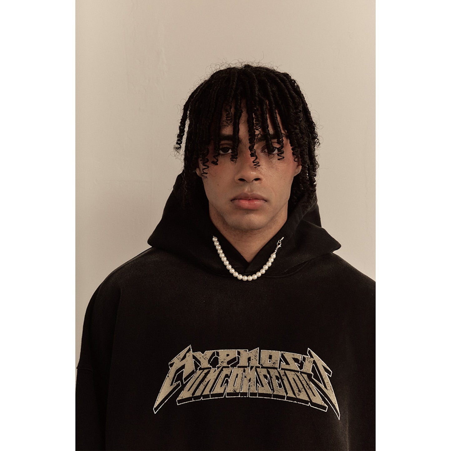 WASHED BEADS HOODIE / BLACK