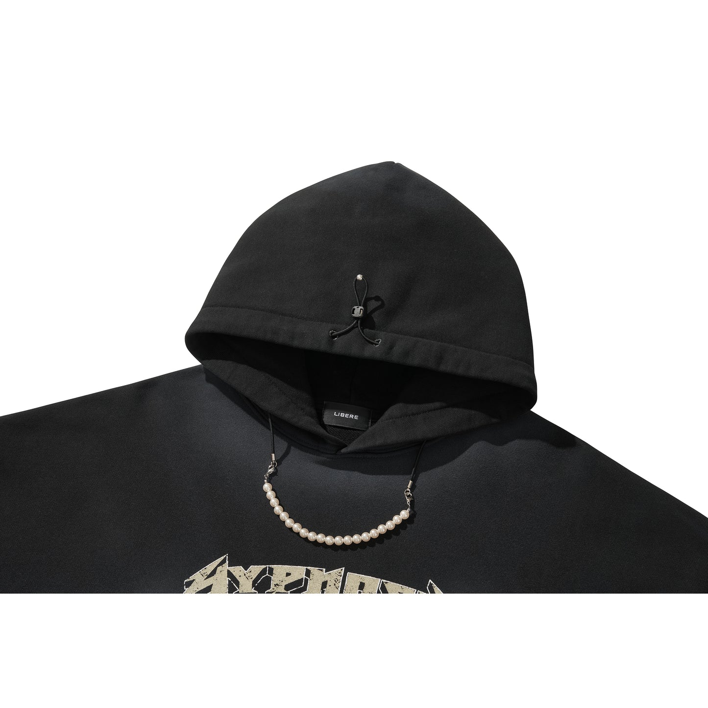 WASHED BEADS HOODIE / BLACK