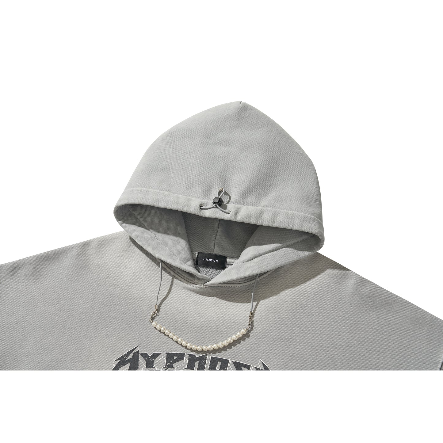 WASHED BEADS HOODIE / GRAY