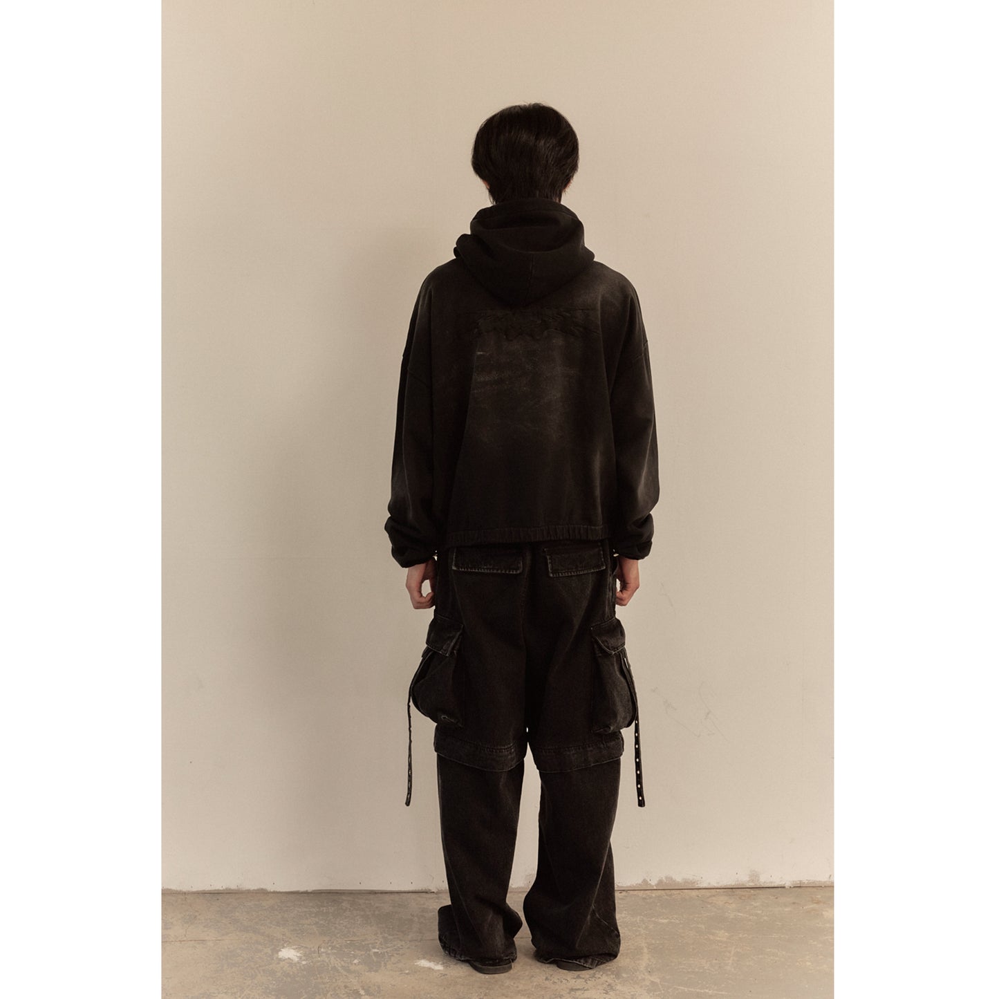 LOGO STRING HOODIE/ BLACK