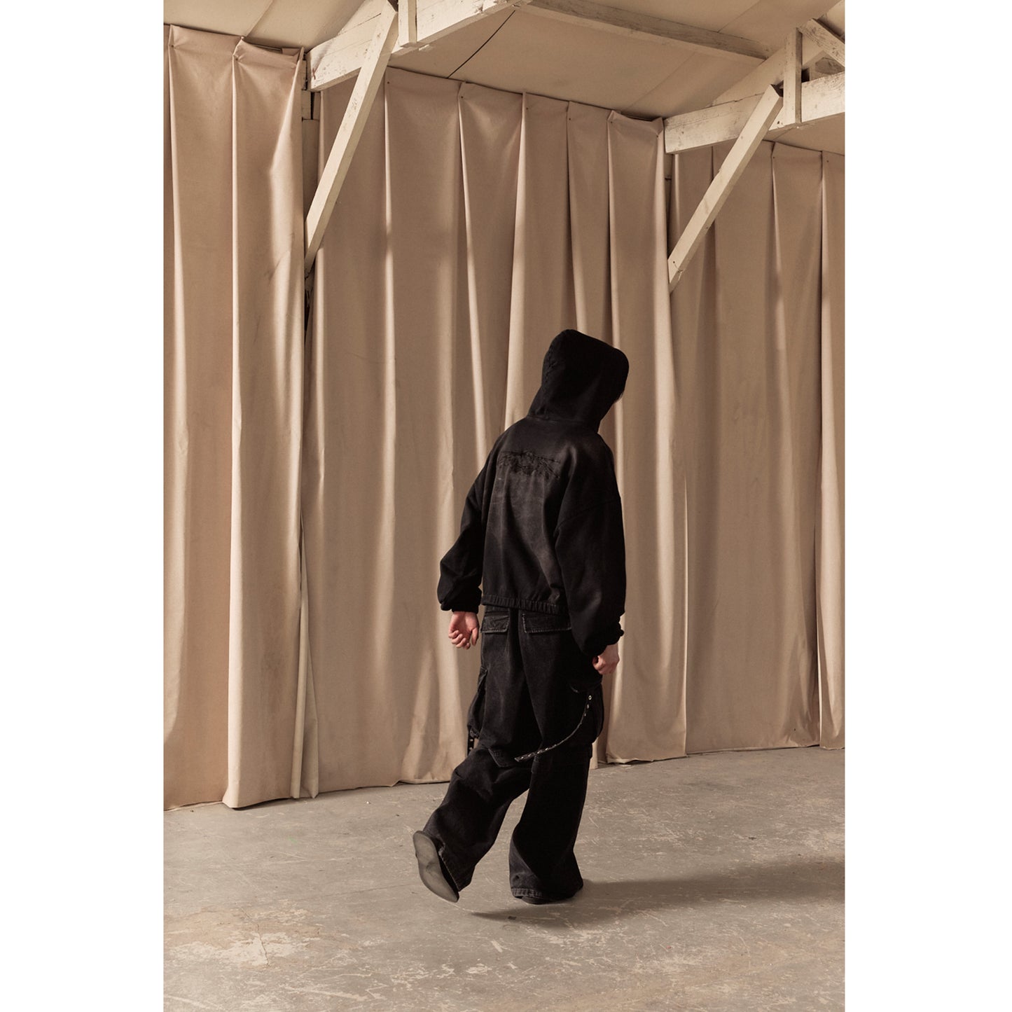 LOGO STRING HOODIE/ BLACK