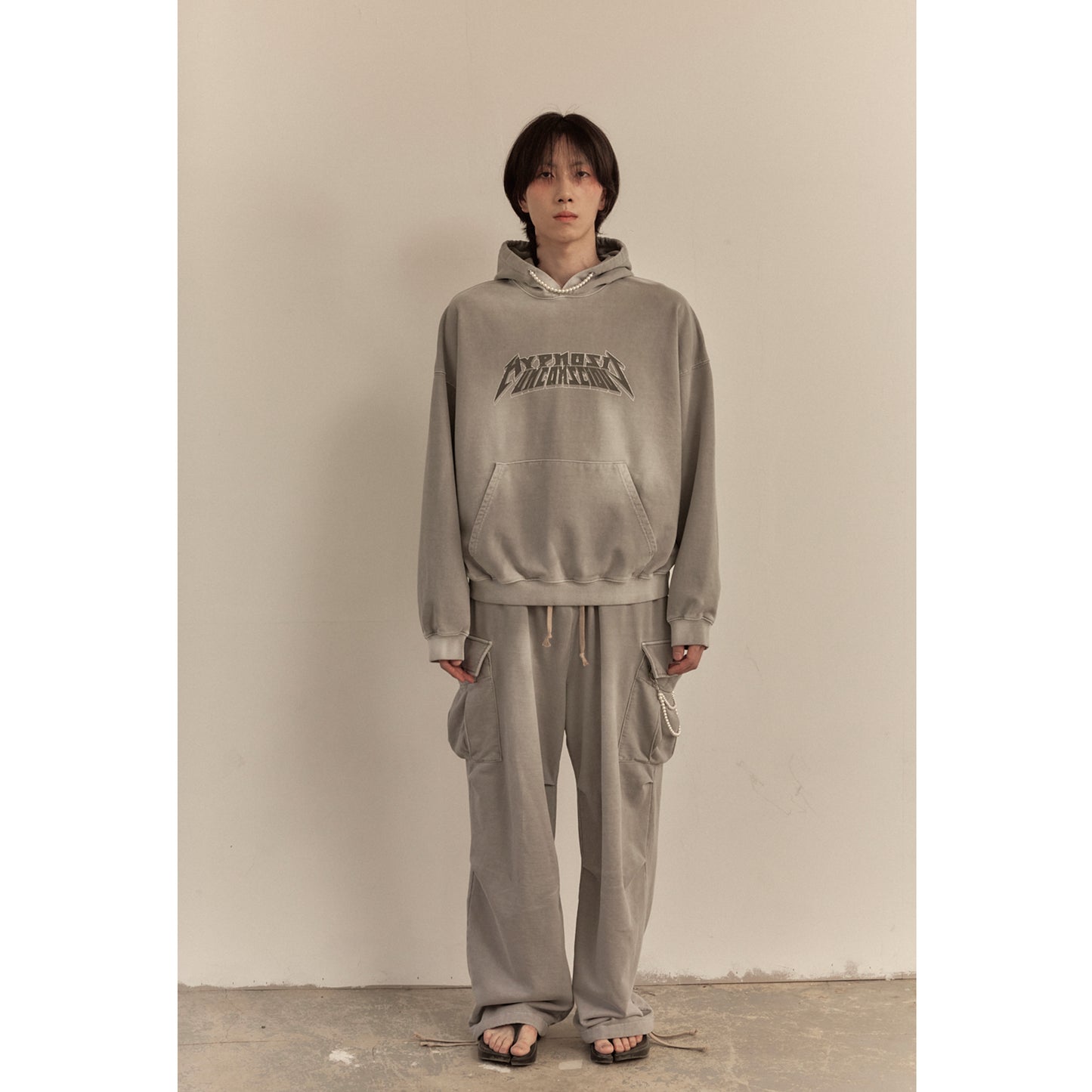 WASHED SWEAT CARGO PANTS / GRAY