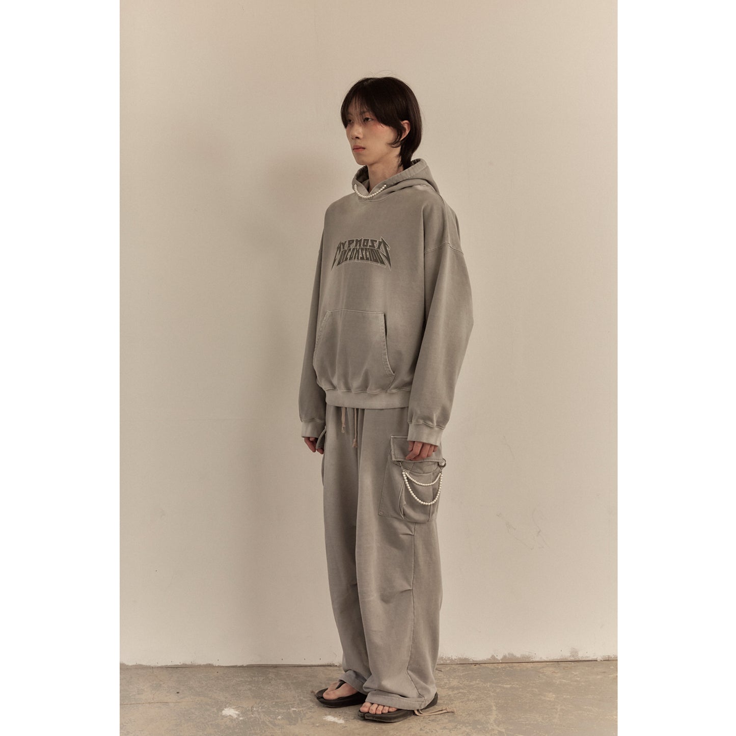 WASHED SWEAT CARGO PANTS / GRAY
