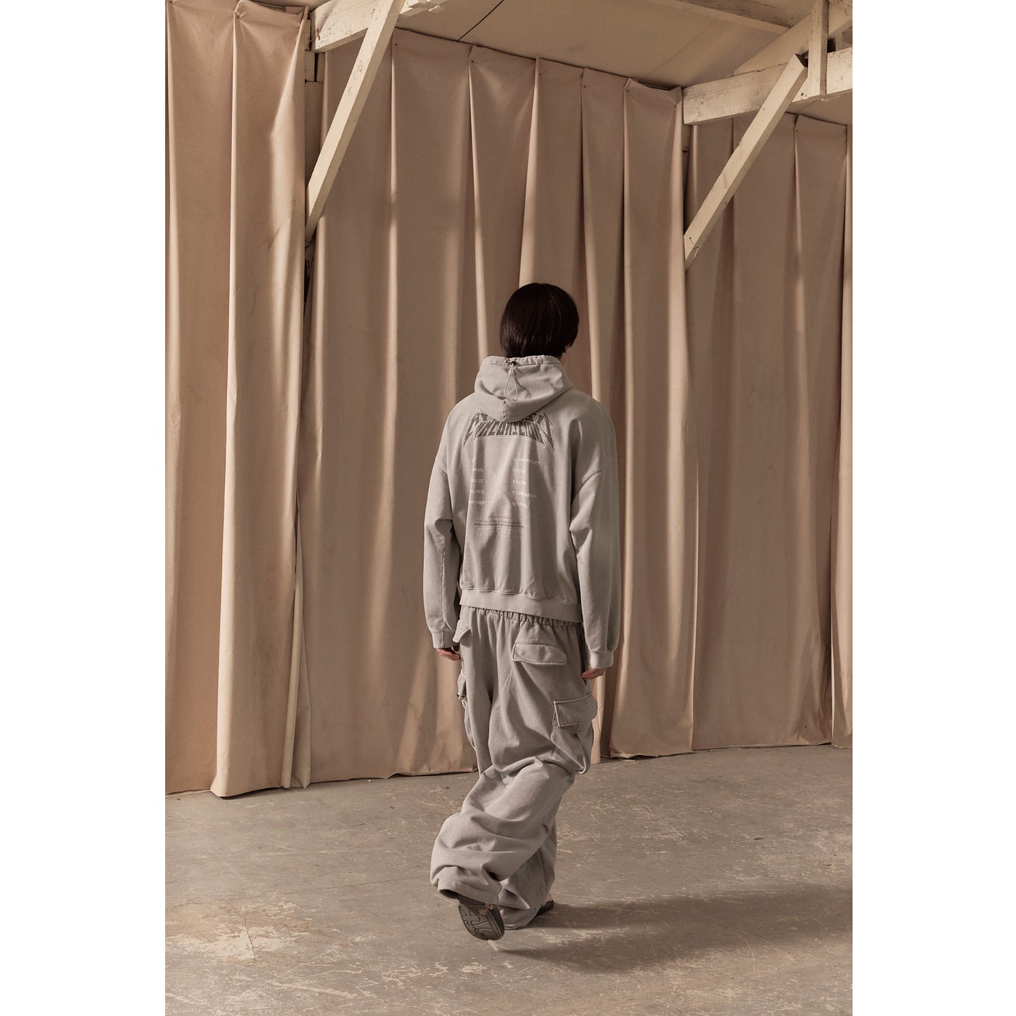 WASHED SWEAT CARGO PANTS / GRAY