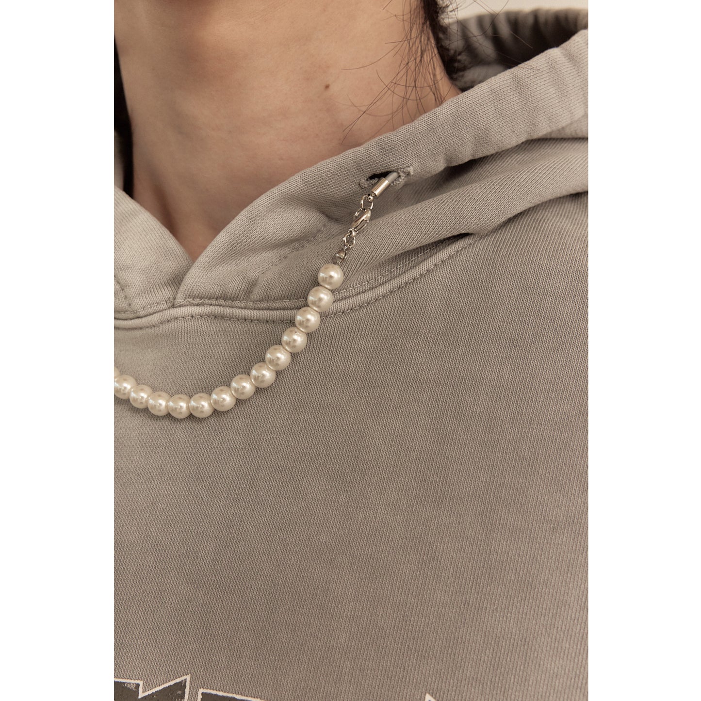 WASHED BEADS HOODIE / GRAY