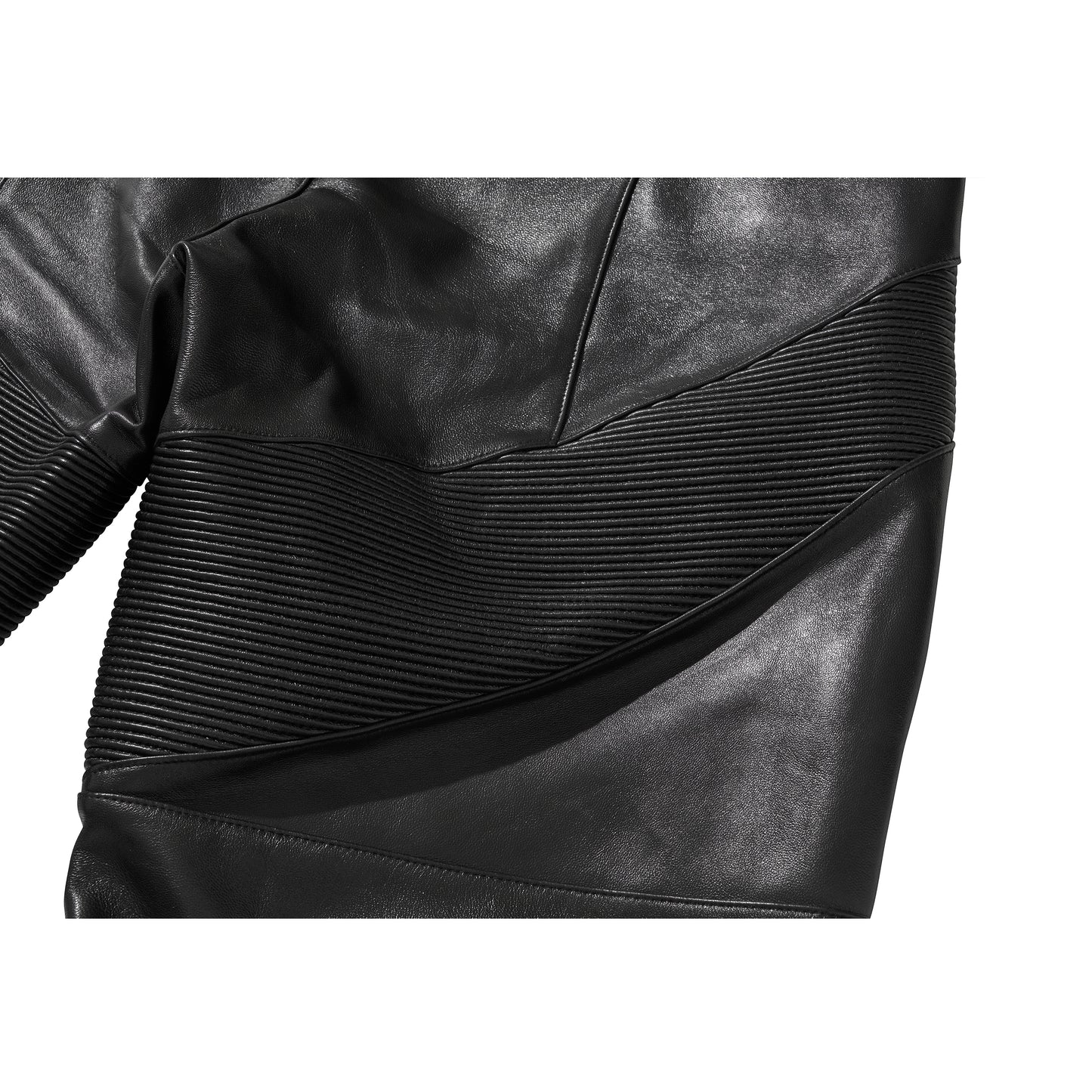 LEATHER BIKER HALF PANTS / BLACK