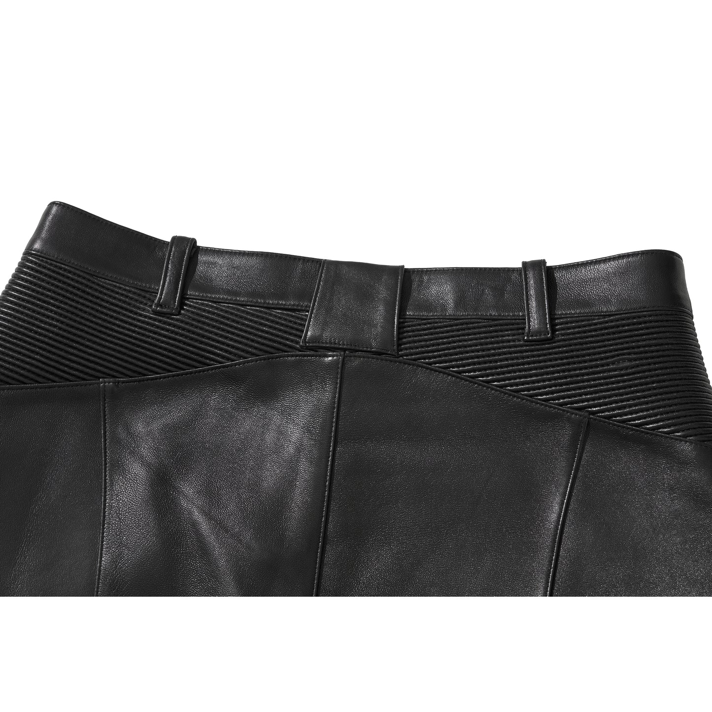 LEATHER BIKER HALF PANTS / BLACK