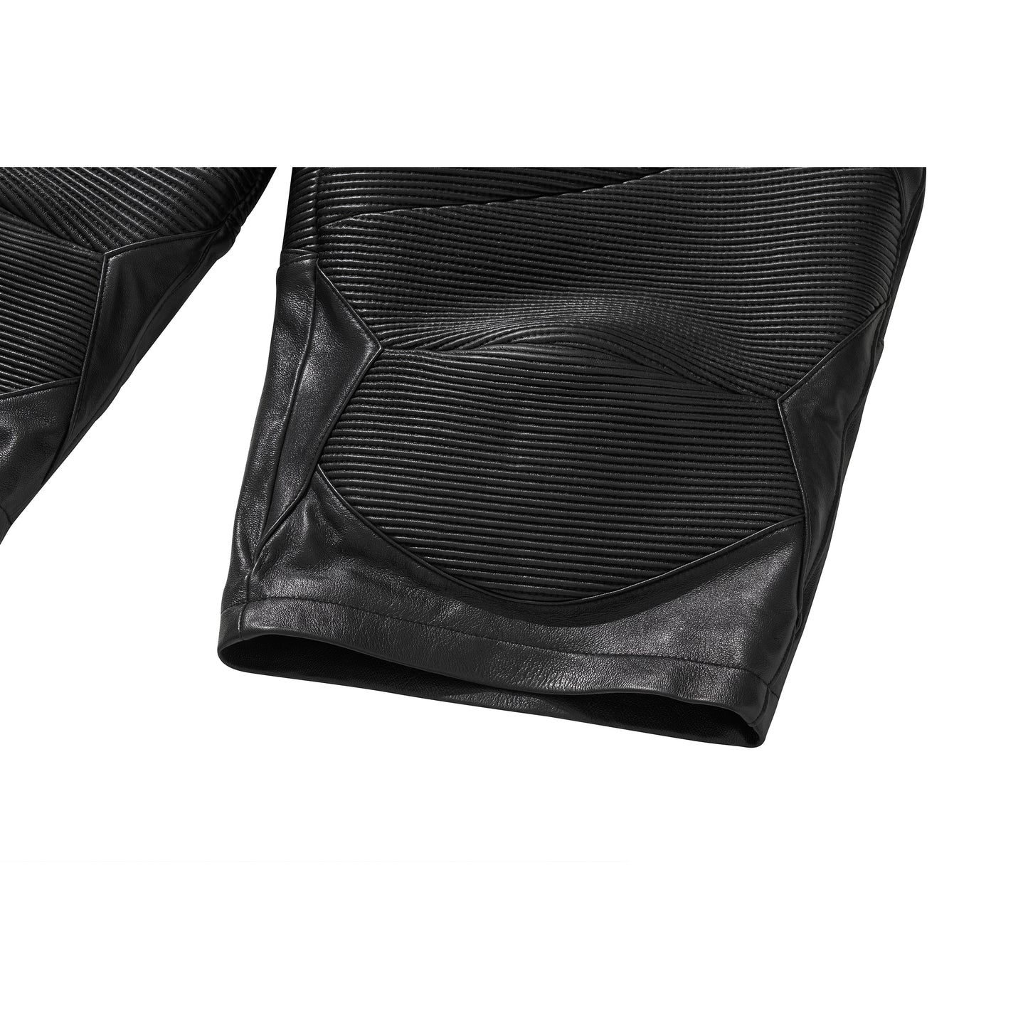 LEATHER BIKER HALF PANTS / BLACK