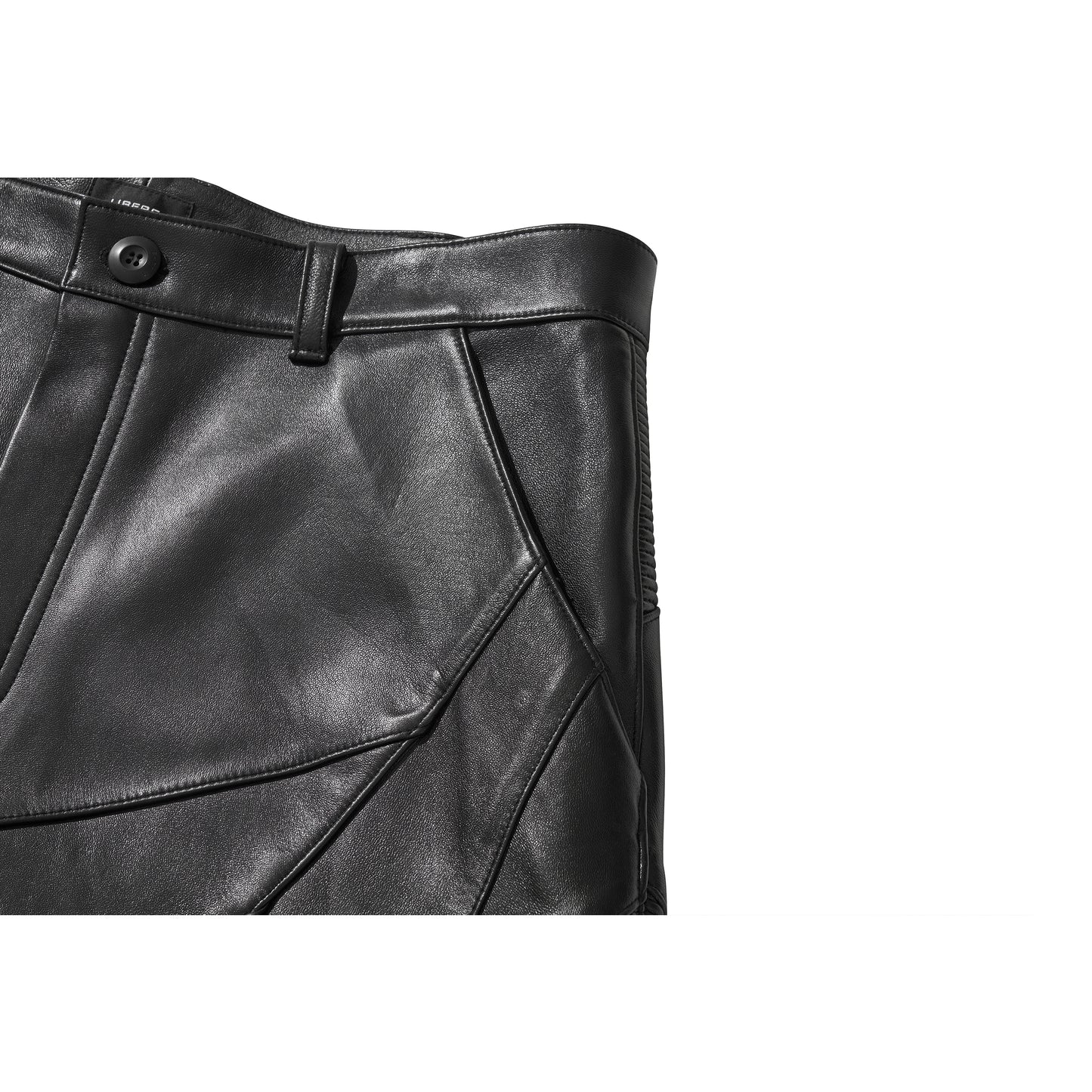 LEATHER BIKER HALF PANTS / BLACK